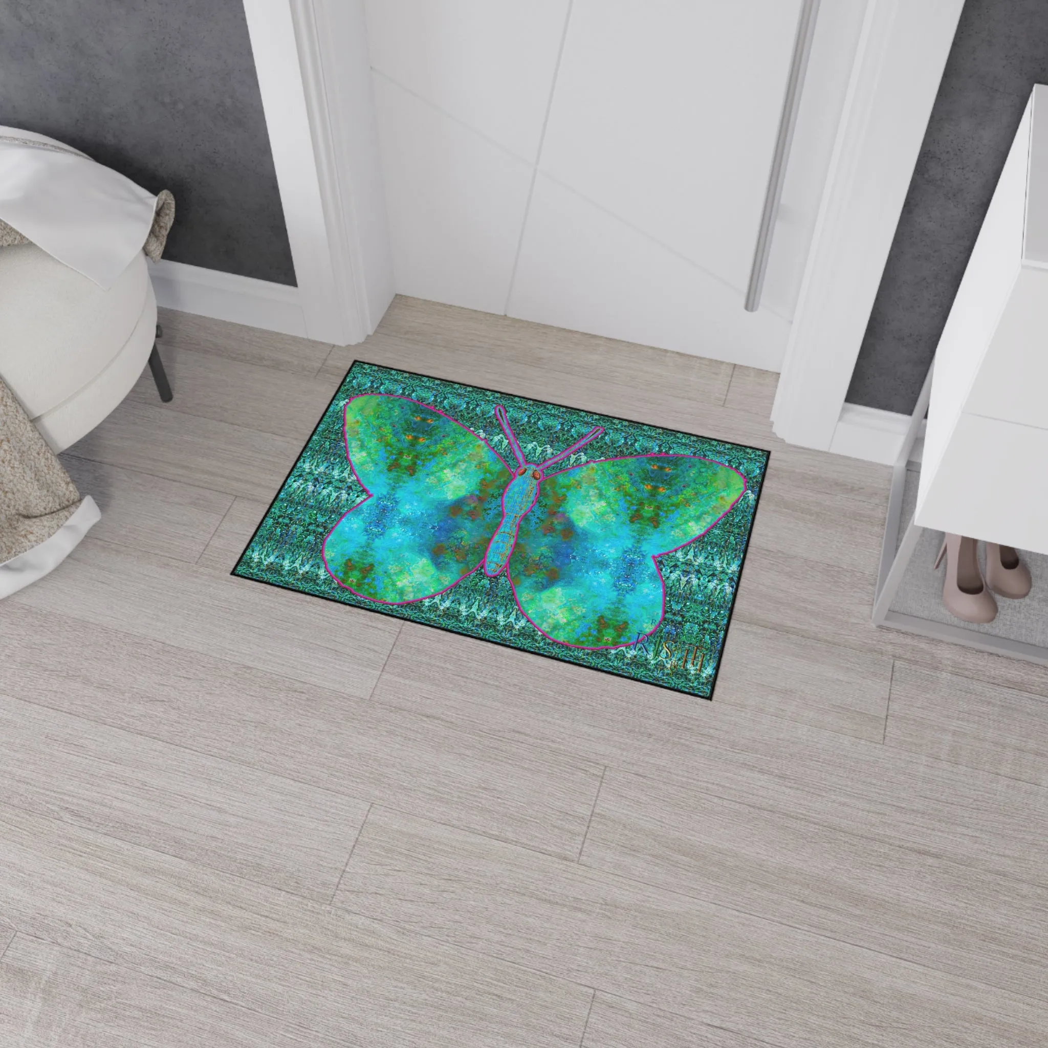 Heavy Duty Floor Mat (Butterfly Glade Denizen & Samhain Dream Thaw 12 & Blue Logo@Alchemic) RJSTH@Fabric#11_14 of 16 RJSTHw2025 RJS