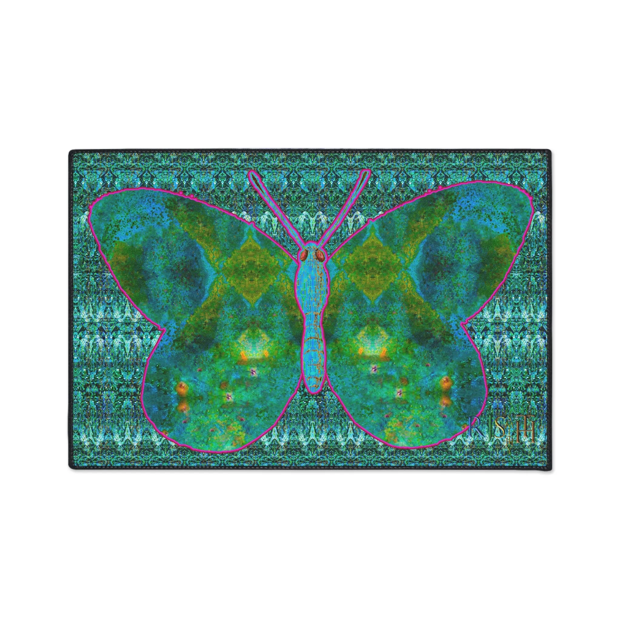 Heavy Duty Floor Mat (Butterfly Glade Denizen & Samhain Dream Thaw 12 & Blue Logo@Alchemic) RJSTH@Fabric#11_16 of 16 RJSTHw2025 RJS