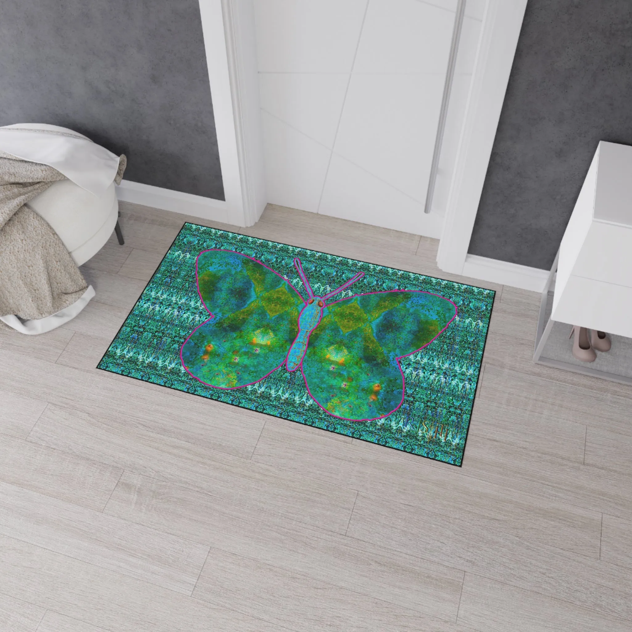Heavy Duty Floor Mat (Butterfly Glade Denizen & Samhain Dream Thaw 12 & Blue Logo@Alchemic) RJSTH@Fabric#11_16 of 16 RJSTHw2025 RJS