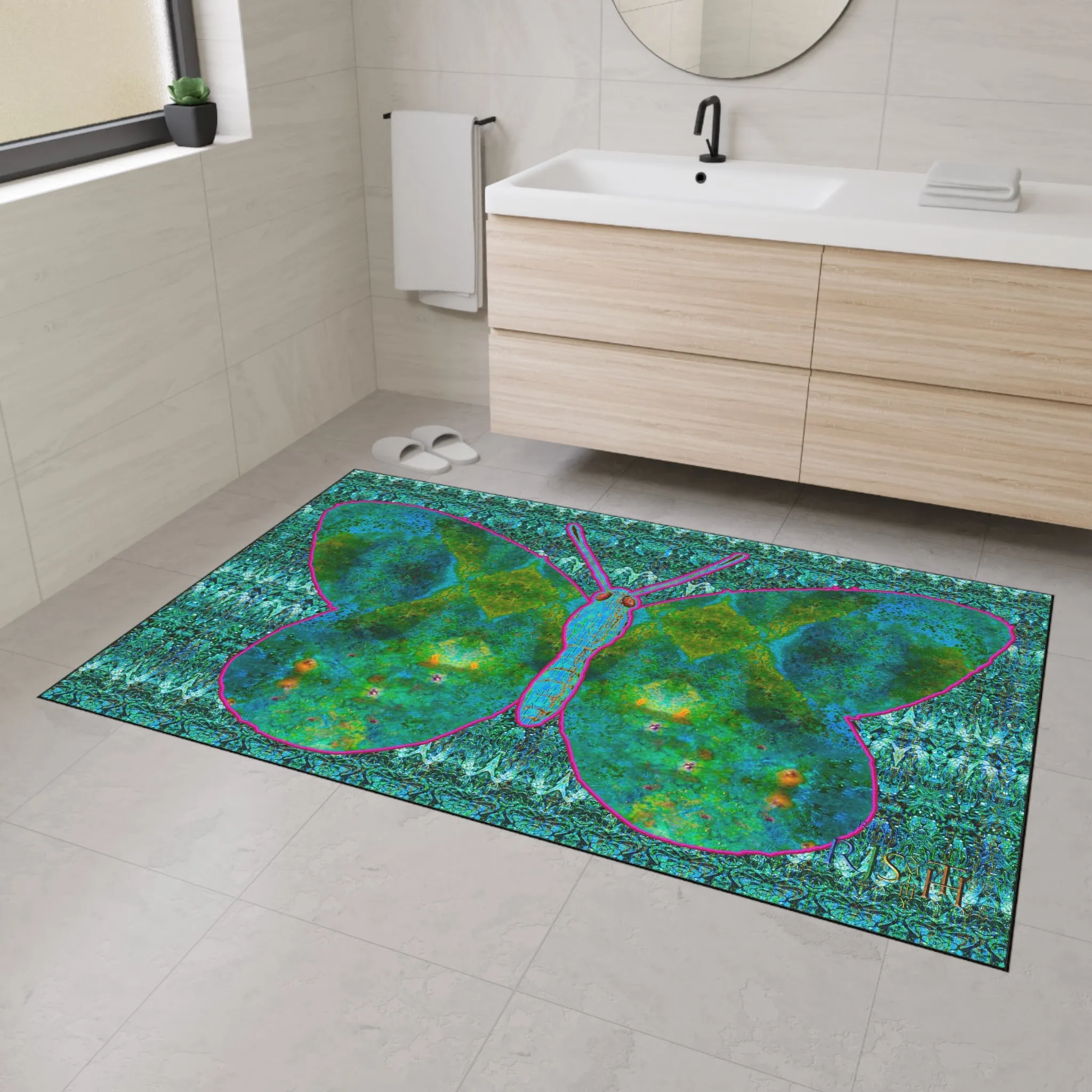 Heavy Duty Floor Mat (Butterfly Glade Denizen & Samhain Dream Thaw 12 & Blue Logo@Alchemic) RJSTH@Fabric#11_16 of 16 RJSTHw2025 RJS