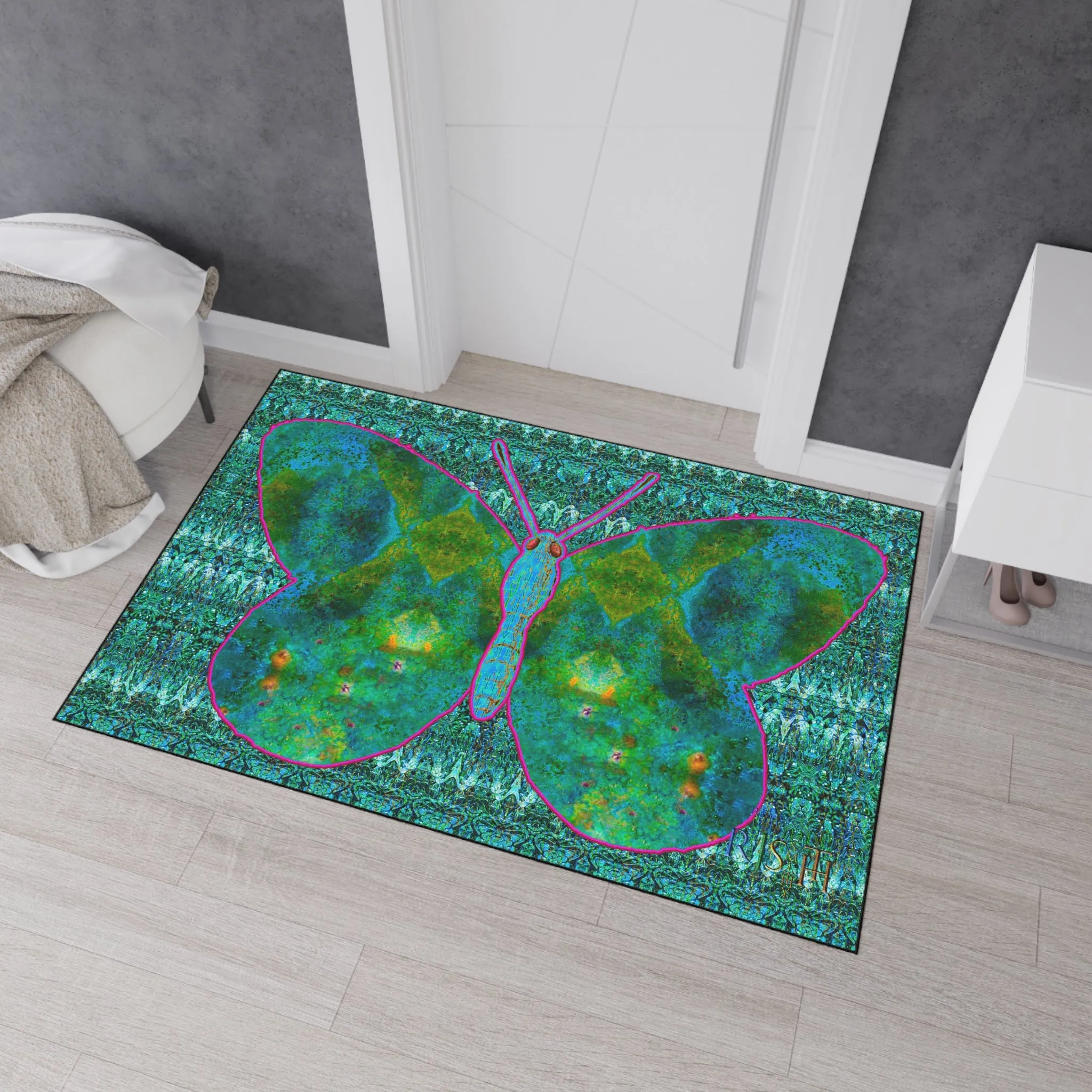 Heavy Duty Floor Mat (Butterfly Glade Denizen & Samhain Dream Thaw 12 & Blue Logo@Alchemic) RJSTH@Fabric#11_16 of 16 RJSTHw2025 RJS