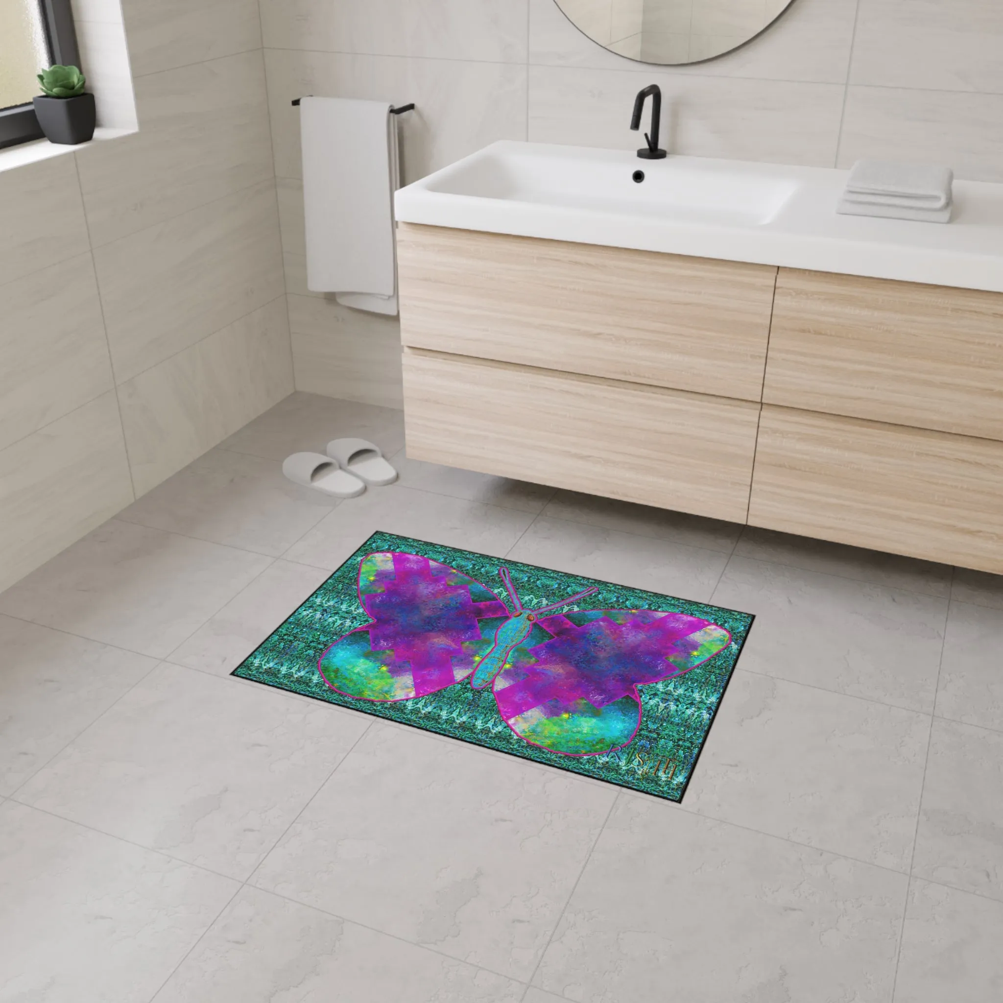 Heavy Duty Floor Mat (Butterfly Glade Denizen & Samhain Dream Thaw 12 & Blue Logo@Alchemic) RJSTH@Fabric#11_3 of 16 RJSTHw2025 RJS