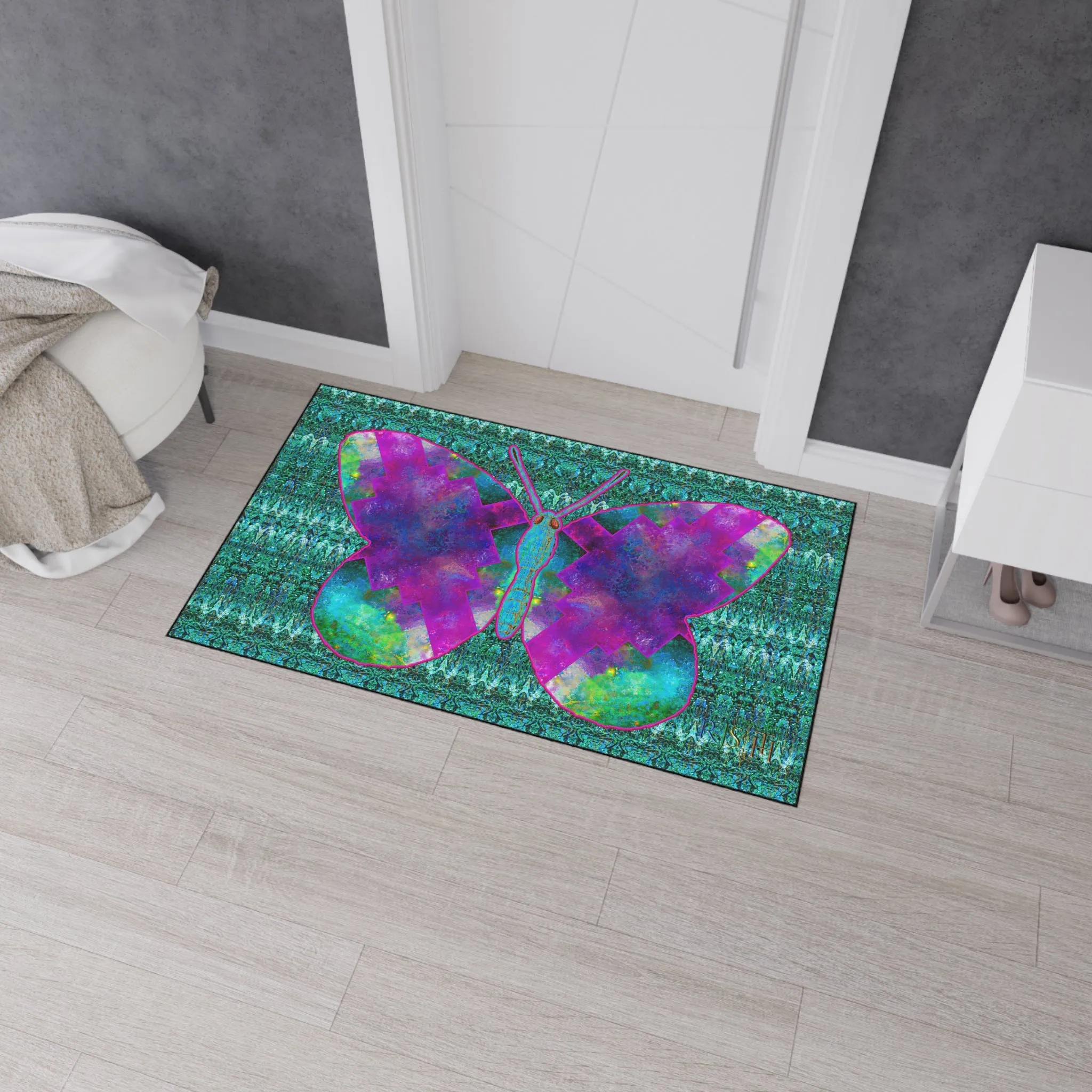 Heavy Duty Floor Mat (Butterfly Glade Denizen & Samhain Dream Thaw 12 & Blue Logo@Alchemic) RJSTH@Fabric#11_3 of 16 RJSTHw2025 RJS