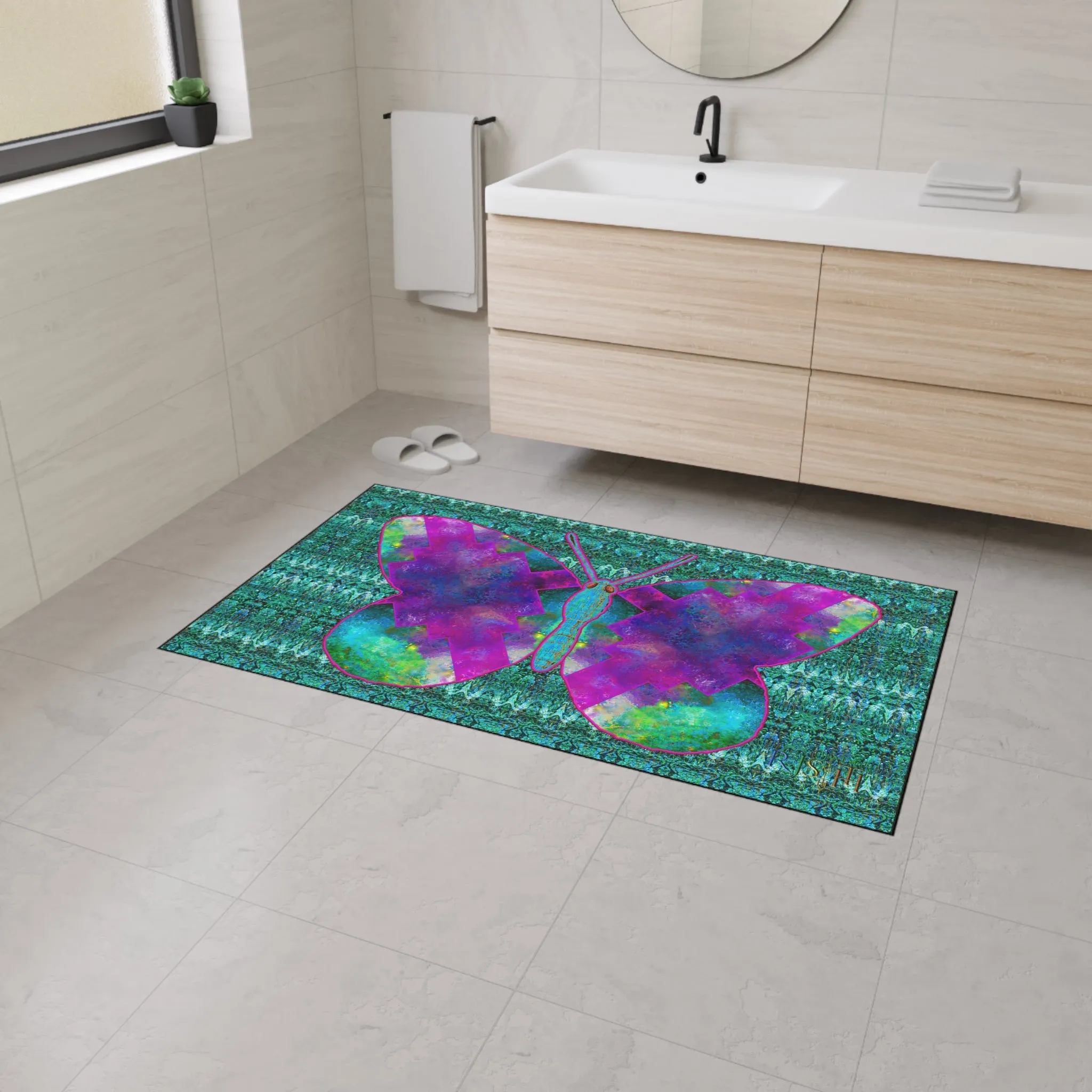 Heavy Duty Floor Mat (Butterfly Glade Denizen & Samhain Dream Thaw 12 & Blue Logo@Alchemic) RJSTH@Fabric#11_3 of 16 RJSTHw2025 RJS