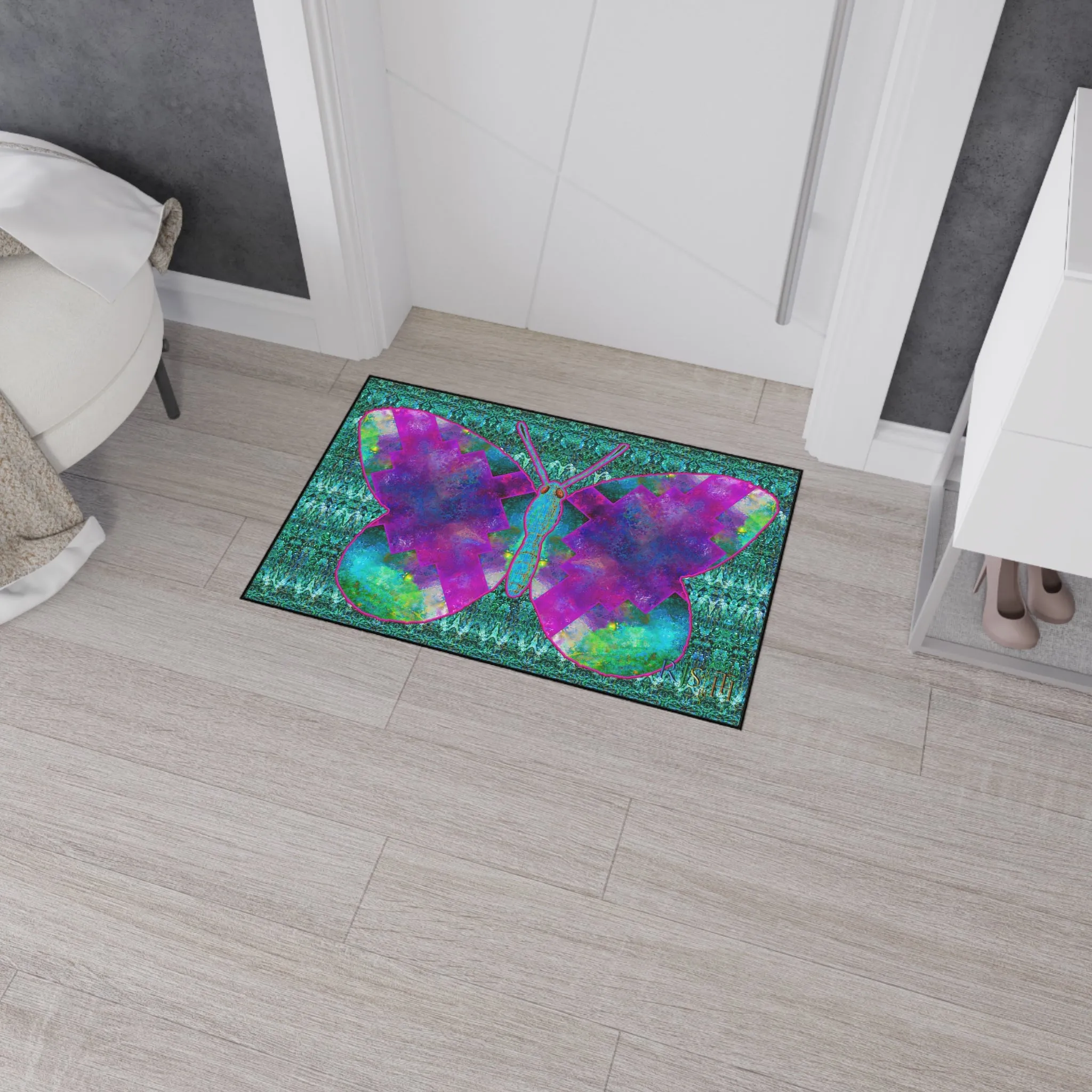 Heavy Duty Floor Mat (Butterfly Glade Denizen & Samhain Dream Thaw 12 & Blue Logo@Alchemic) RJSTH@Fabric#11_3 of 16 RJSTHw2025 RJS