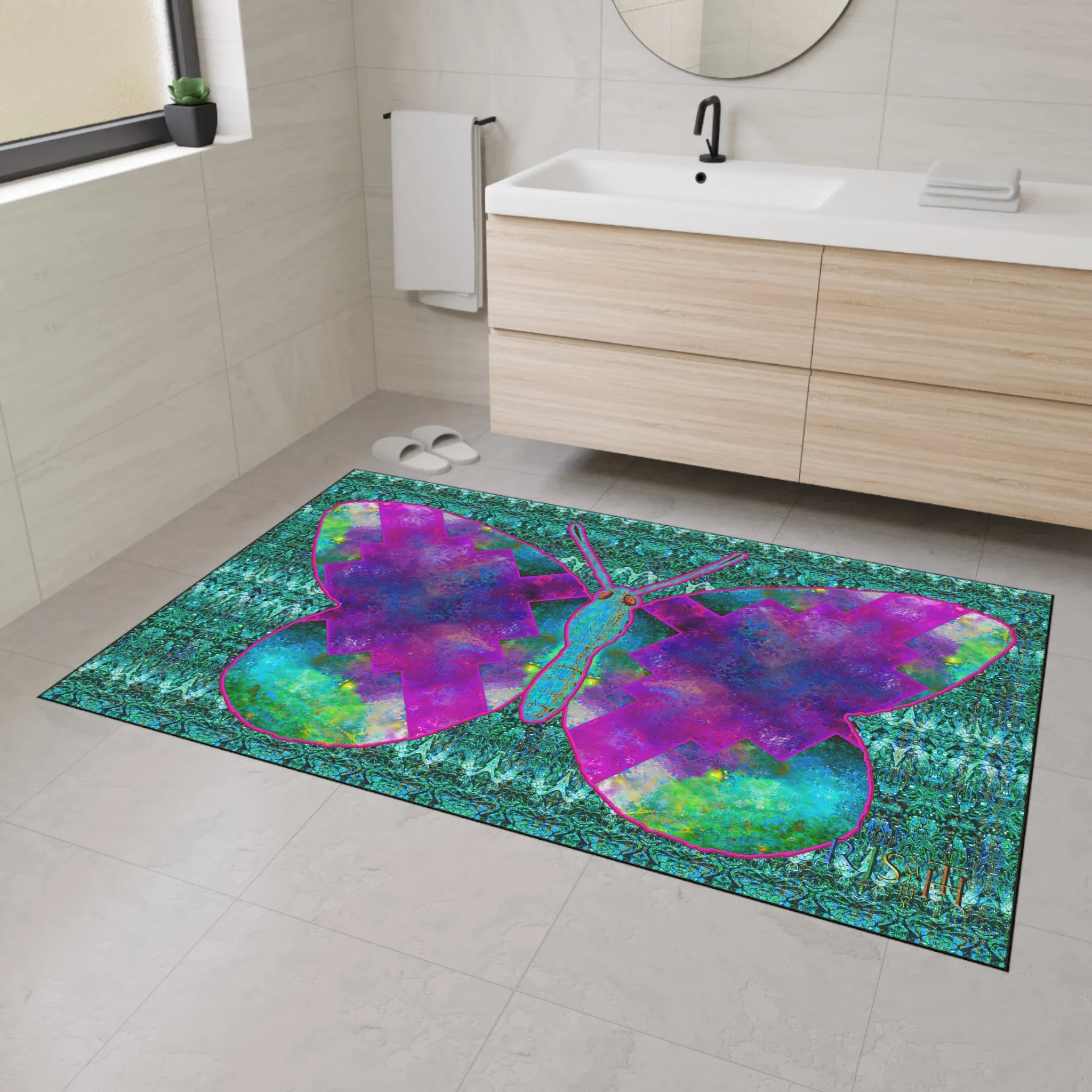 Heavy Duty Floor Mat (Butterfly Glade Denizen & Samhain Dream Thaw 12 & Blue Logo@Alchemic) RJSTH@Fabric#11_3 of 16 RJSTHw2025 RJS