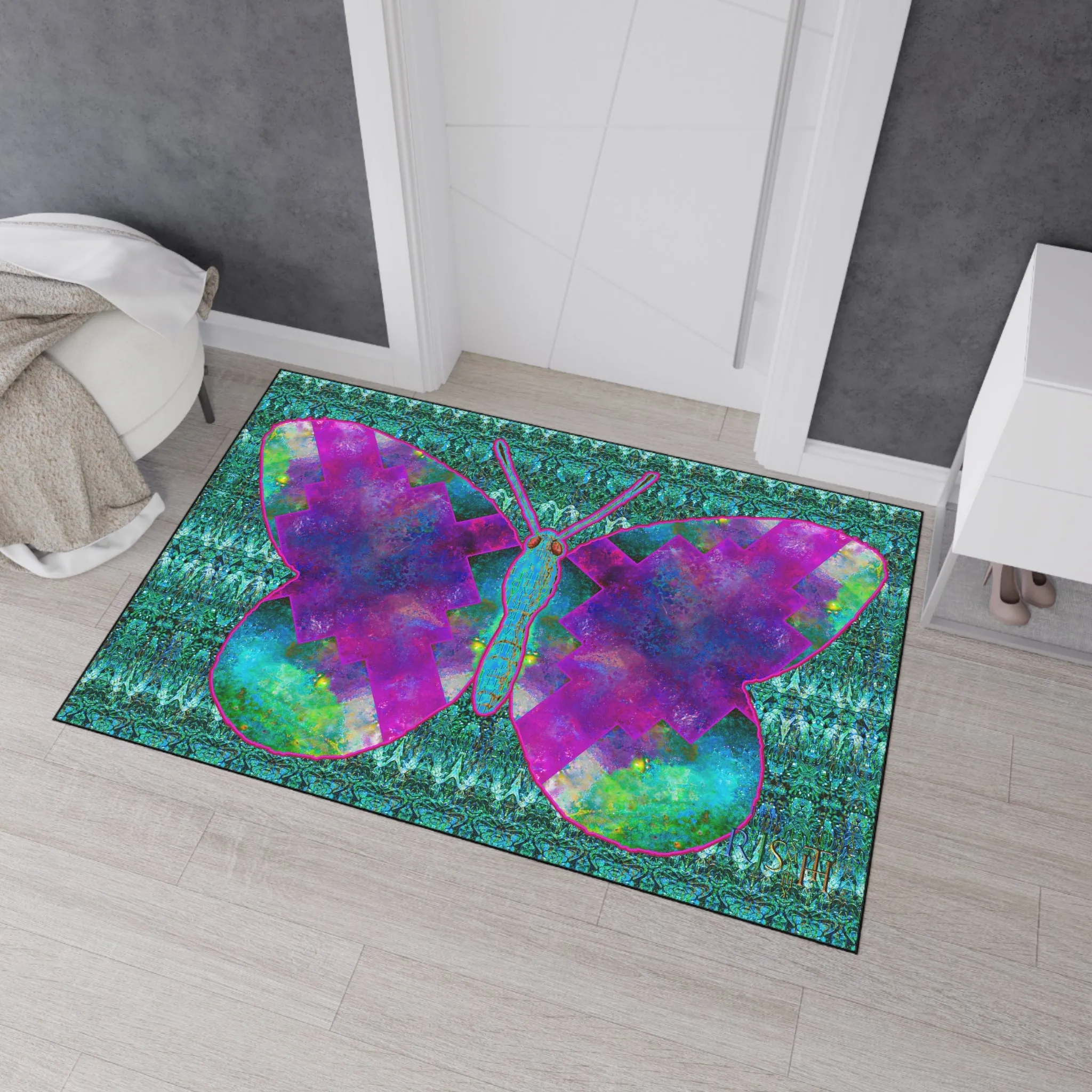 Heavy Duty Floor Mat (Butterfly Glade Denizen & Samhain Dream Thaw 12 & Blue Logo@Alchemic) RJSTH@Fabric#11_3 of 16 RJSTHw2025 RJS