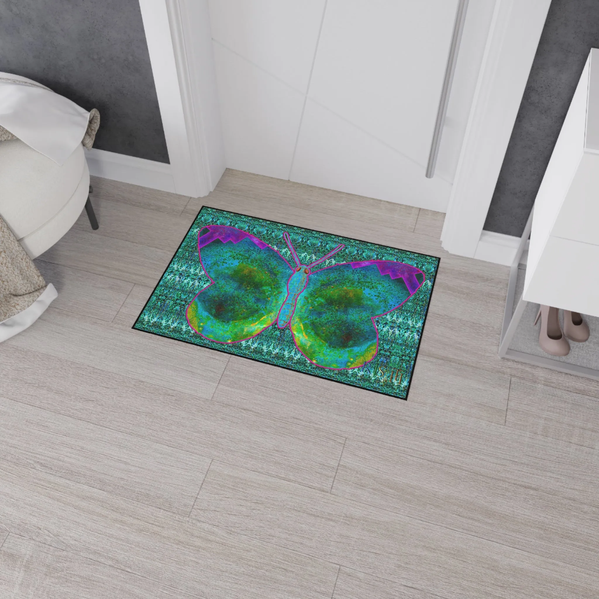 Heavy Duty Floor Mat (Butterfly Glade Denizen & Samhain Dream Thaw 12 & Blue Logo@Alchemic) RJSTH@Fabric#11_4 of 16 RJSTHw2025 RJS