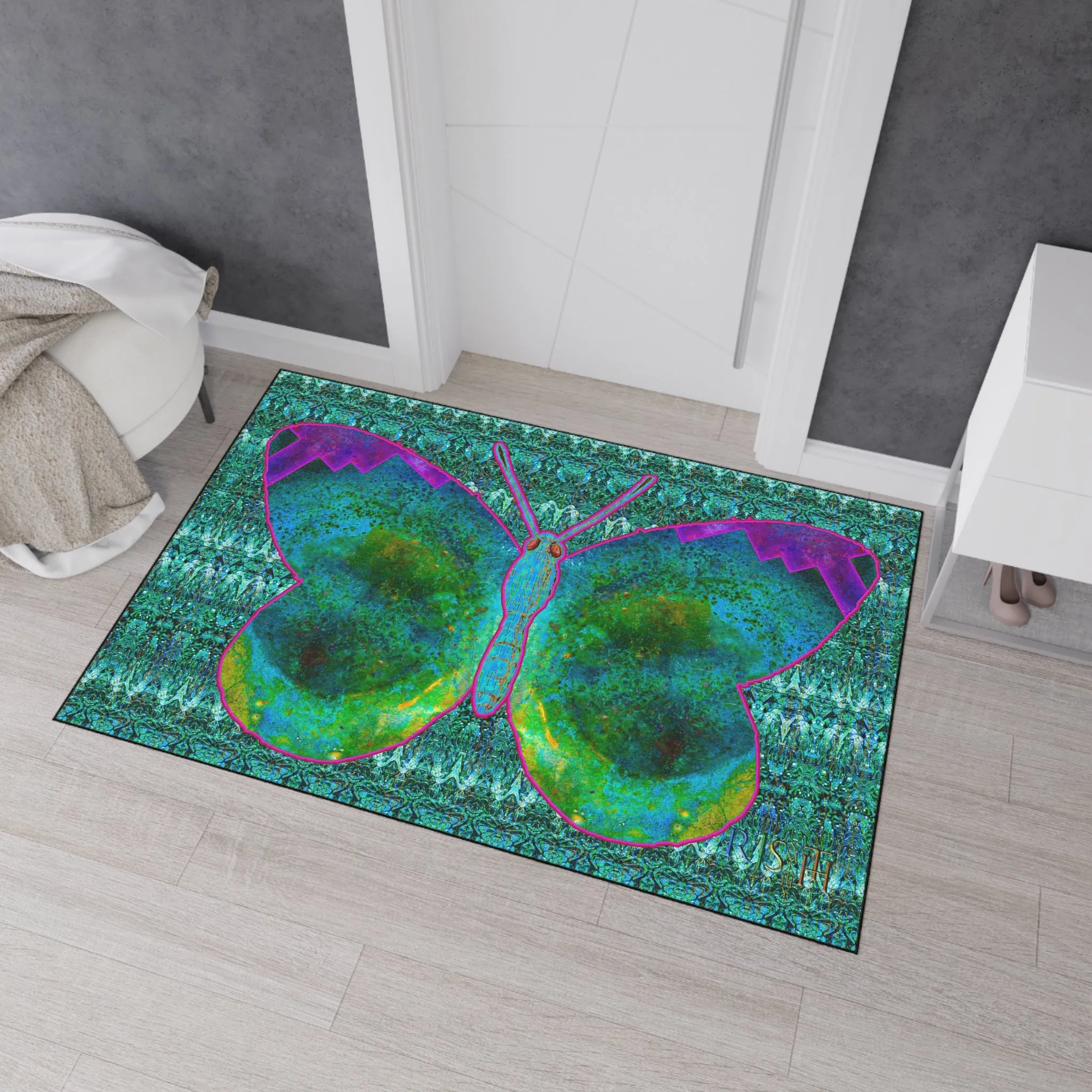 Heavy Duty Floor Mat (Butterfly Glade Denizen & Samhain Dream Thaw 12 & Blue Logo@Alchemic) RJSTH@Fabric#11_4 of 16 RJSTHw2025 RJS