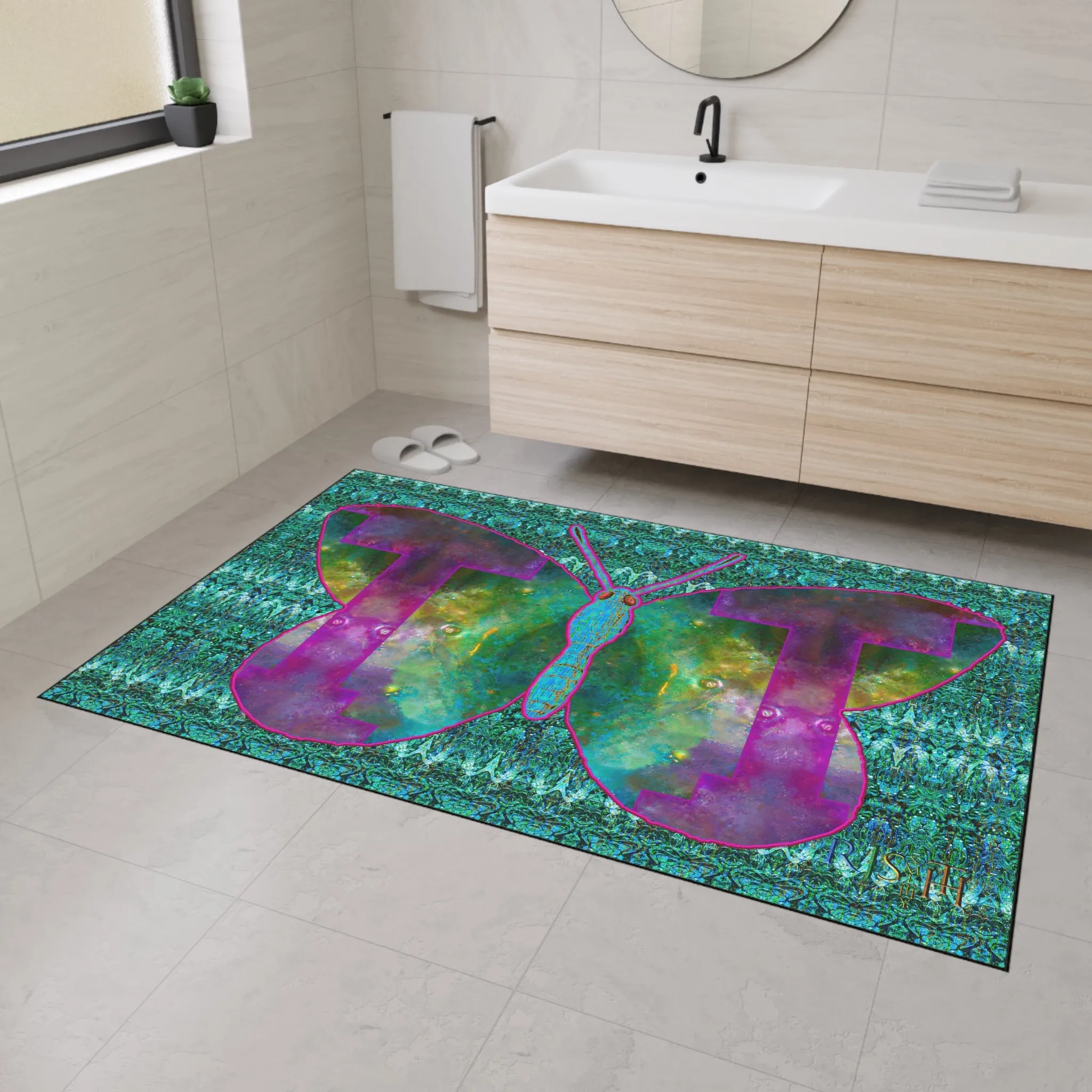 Heavy Duty Floor Mat (Butterfly Glade Denizen & Samhain Dream Thaw 12 & Blue Logo@Alchemic) RJSTH@Fabric#11_5 of 16 RJSTHw2025 RJS