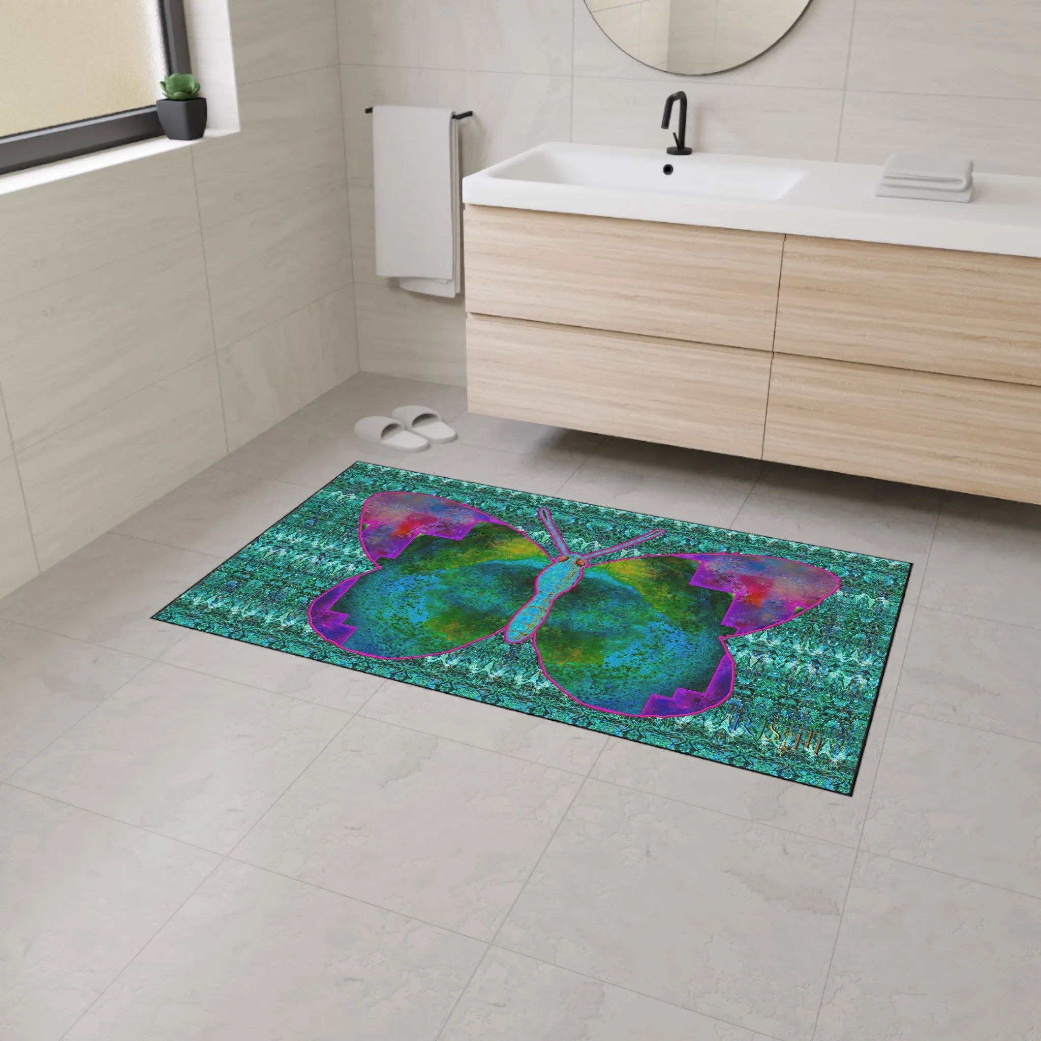 Heavy Duty Floor Mat (Butterfly Glade Denizen & Samhain Dream Thaw 12 & Blue Logo@Alchemic) RJSTH@Fabric#11_6 of 16 RJSTHw2025 RJS