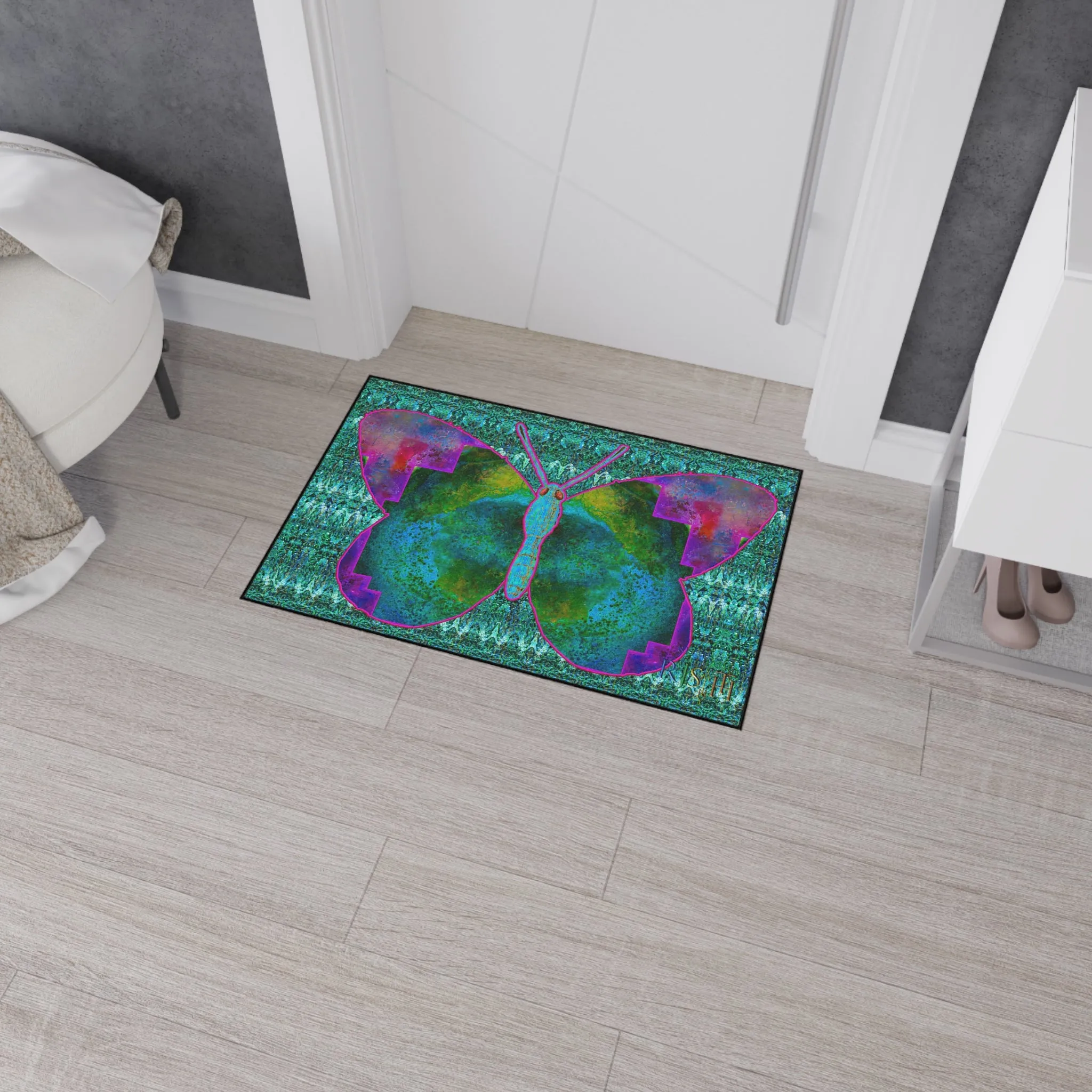 Heavy Duty Floor Mat (Butterfly Glade Denizen & Samhain Dream Thaw 12 & Blue Logo@Alchemic) RJSTH@Fabric#11_6 of 16 RJSTHw2025 RJS
