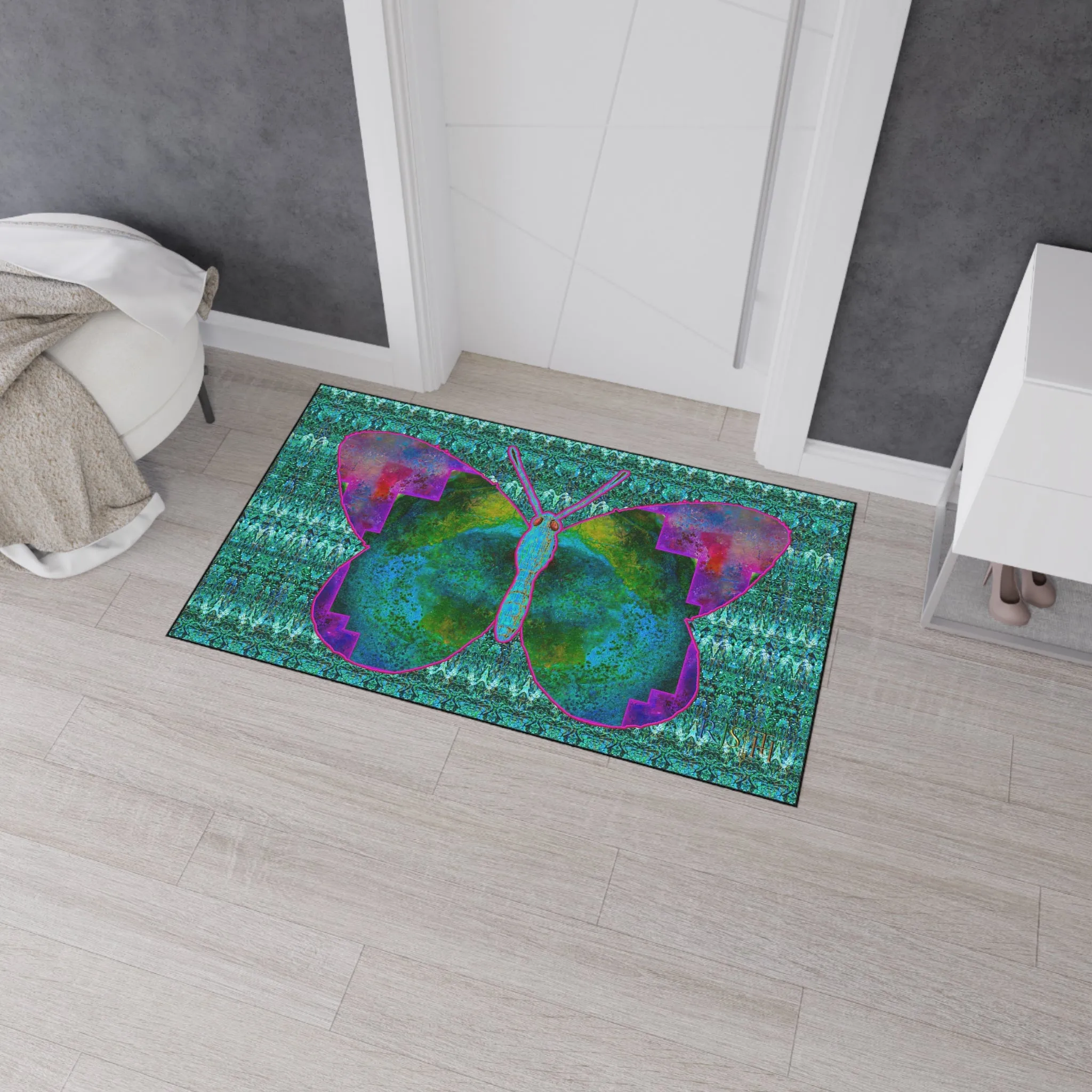 Heavy Duty Floor Mat (Butterfly Glade Denizen & Samhain Dream Thaw 12 & Blue Logo@Alchemic) RJSTH@Fabric#11_6 of 16 RJSTHw2025 RJS