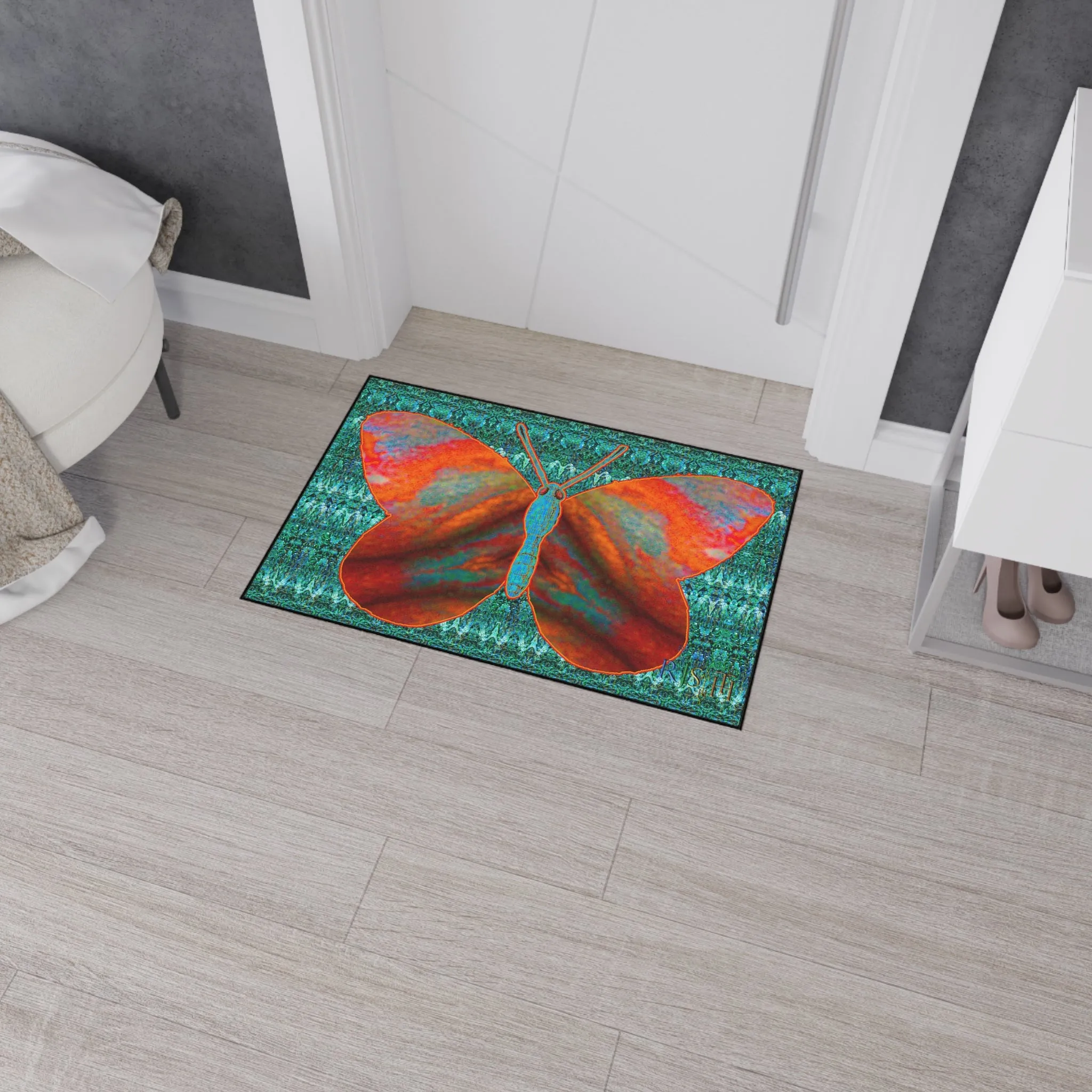 Heavy Duty Floor Mat (Butterfly Glade Denizen & Samhain Dream Thaw 12 & Blue Logo@Alchemic) RJSTH@Fabric#12_12 of 16 RJSTHw2025 RJS