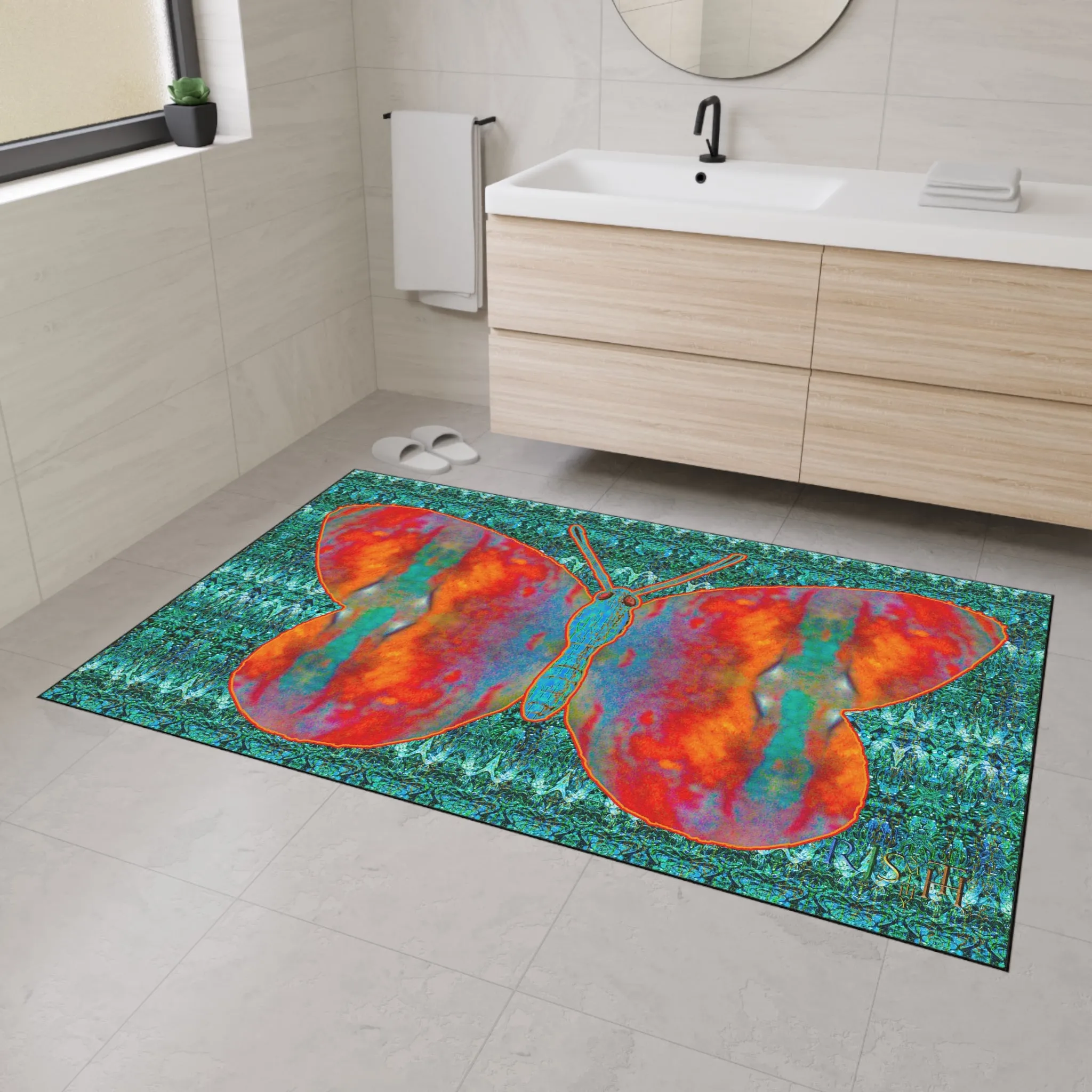 Heavy Duty Floor Mat (Butterfly Glade Denizen & Samhain Dream Thaw 12 & Blue Logo@Alchemic) RJSTH@Fabric#12_15 of 16 RJSTHw2025 RJS