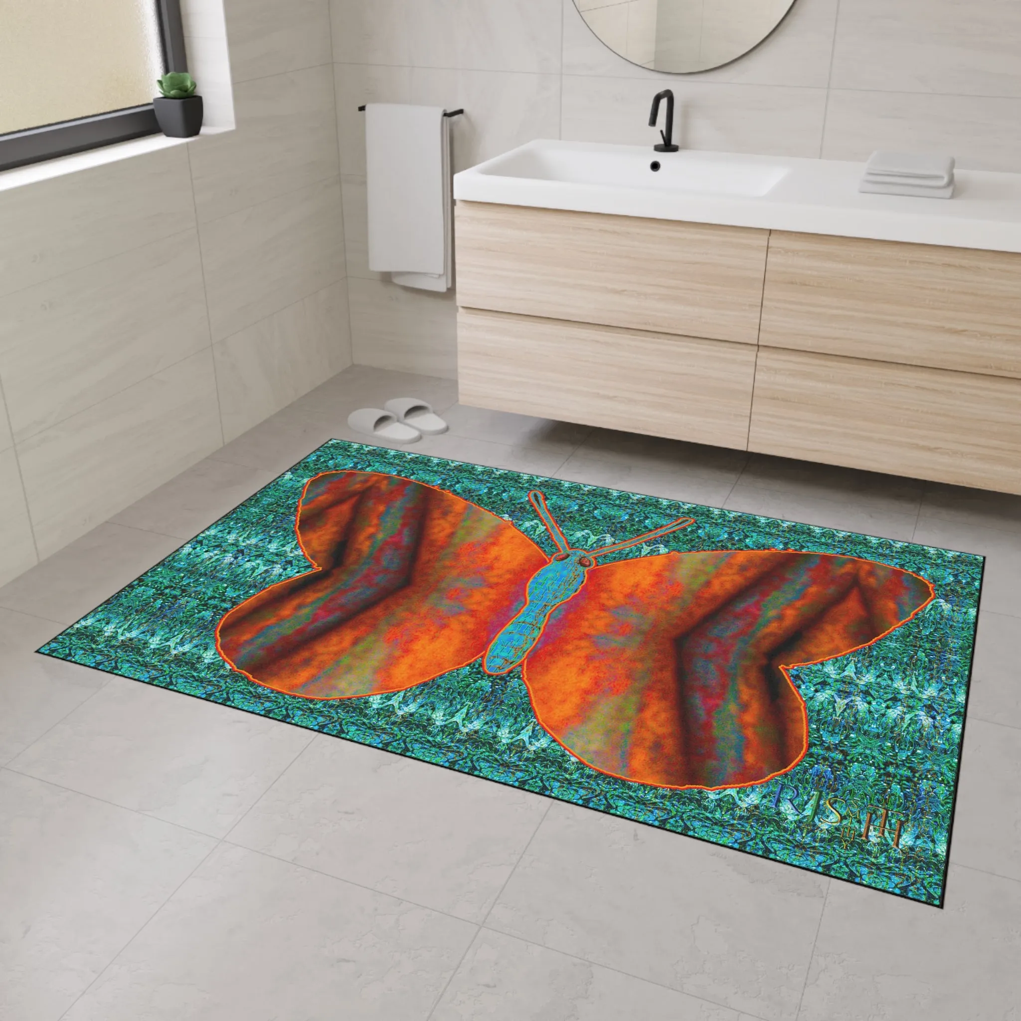 Heavy Duty Floor Mat (Butterfly Glade Denizen & Samhain Dream Thaw 12 & Blue Logo@Alchemic) RJSTH@Fabric#12_16 of 16 RJSTHw2025 RJS