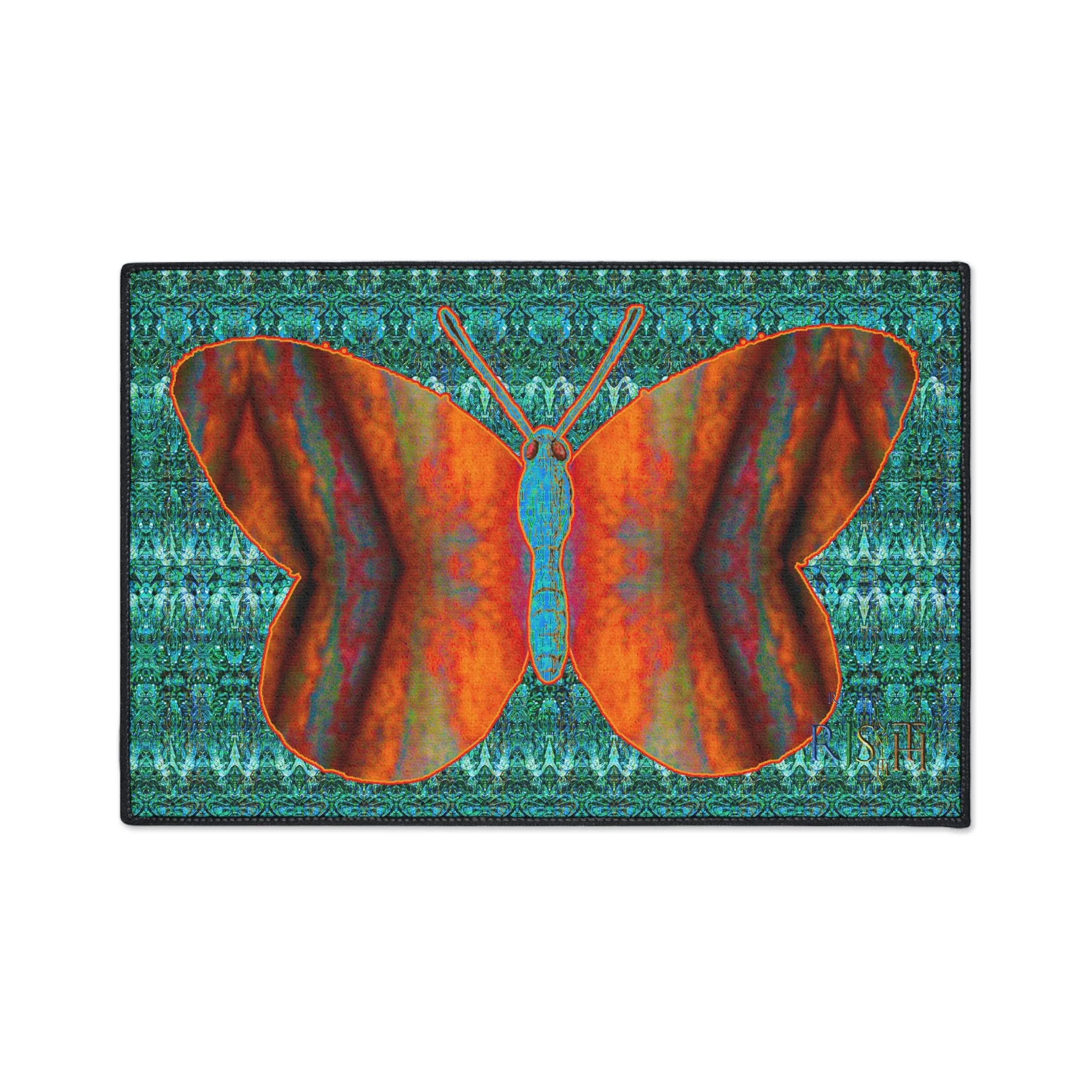 Heavy Duty Floor Mat (Butterfly Glade Denizen & Samhain Dream Thaw 12 & Blue Logo@Alchemic) RJSTH@Fabric#12_16 of 16 RJSTHw2025 RJS