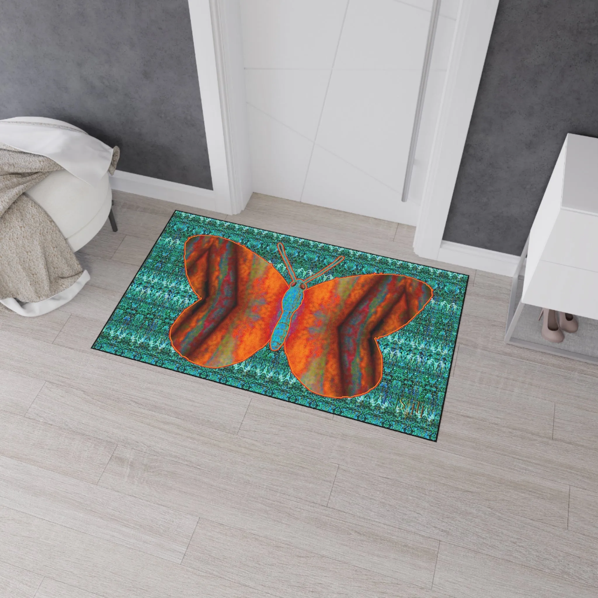 Heavy Duty Floor Mat (Butterfly Glade Denizen & Samhain Dream Thaw 12 & Blue Logo@Alchemic) RJSTH@Fabric#12_16 of 16 RJSTHw2025 RJS