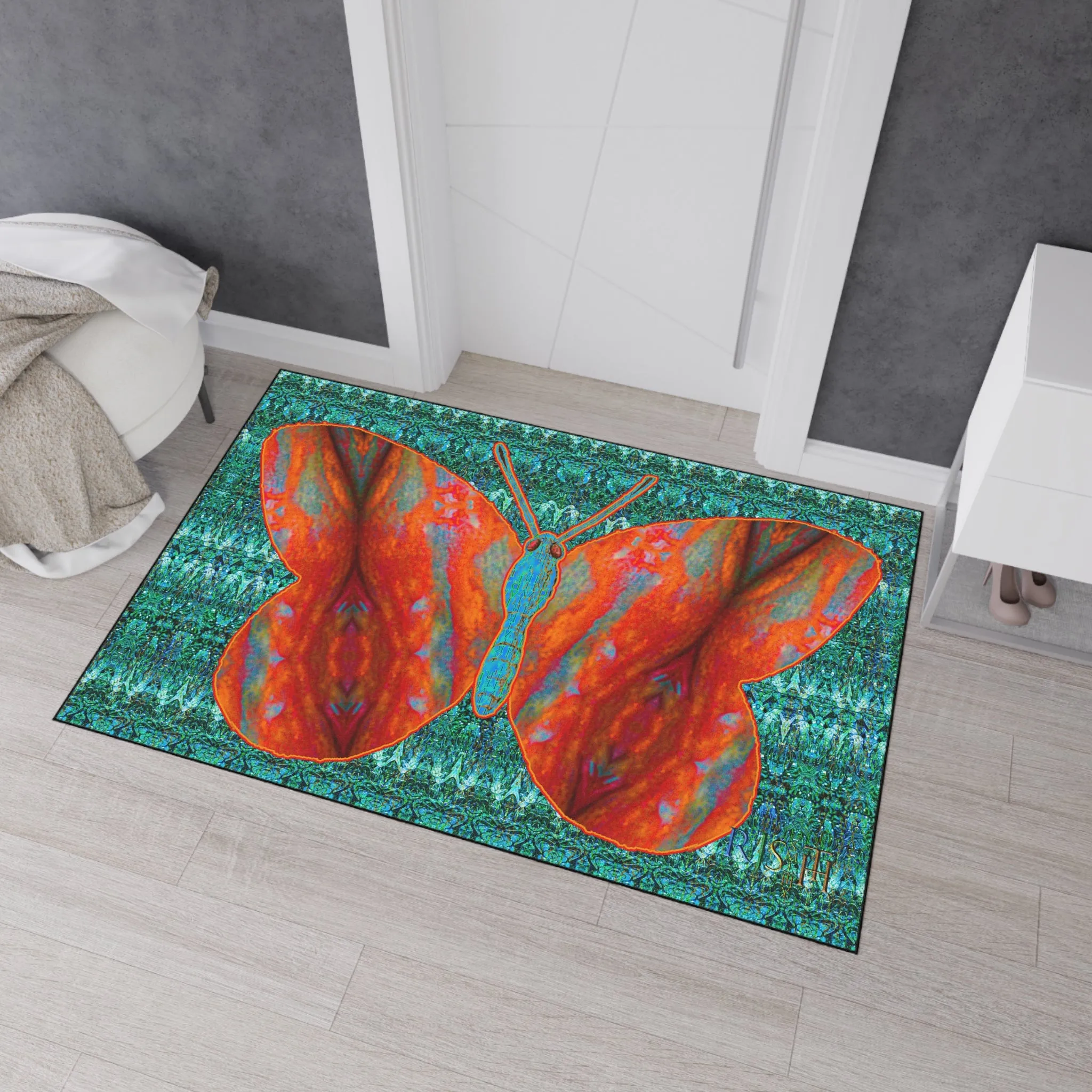 Heavy Duty Floor Mat (Butterfly Glade Denizen & Samhain Dream Thaw 12 & Blue Logo@Alchemic) RJSTH@Fabric#12_3 of 16 RJSTHw2025 RJS