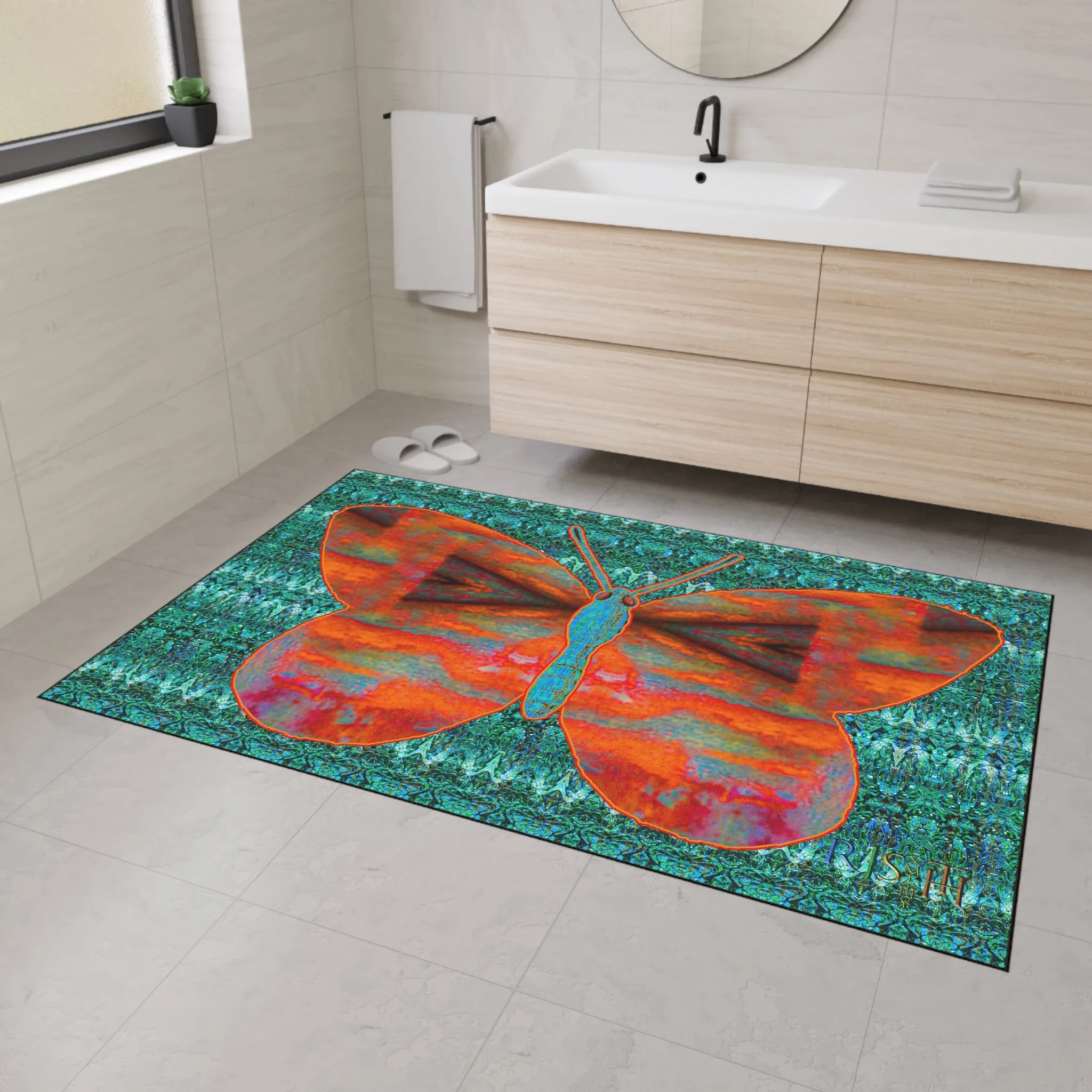 Heavy Duty Floor Mat (Butterfly Glade Denizen & Samhain Dream Thaw 12 & Blue Logo@Alchemic) RJSTH@Fabric#12_9 of 16 RJSTHw2025 RJS