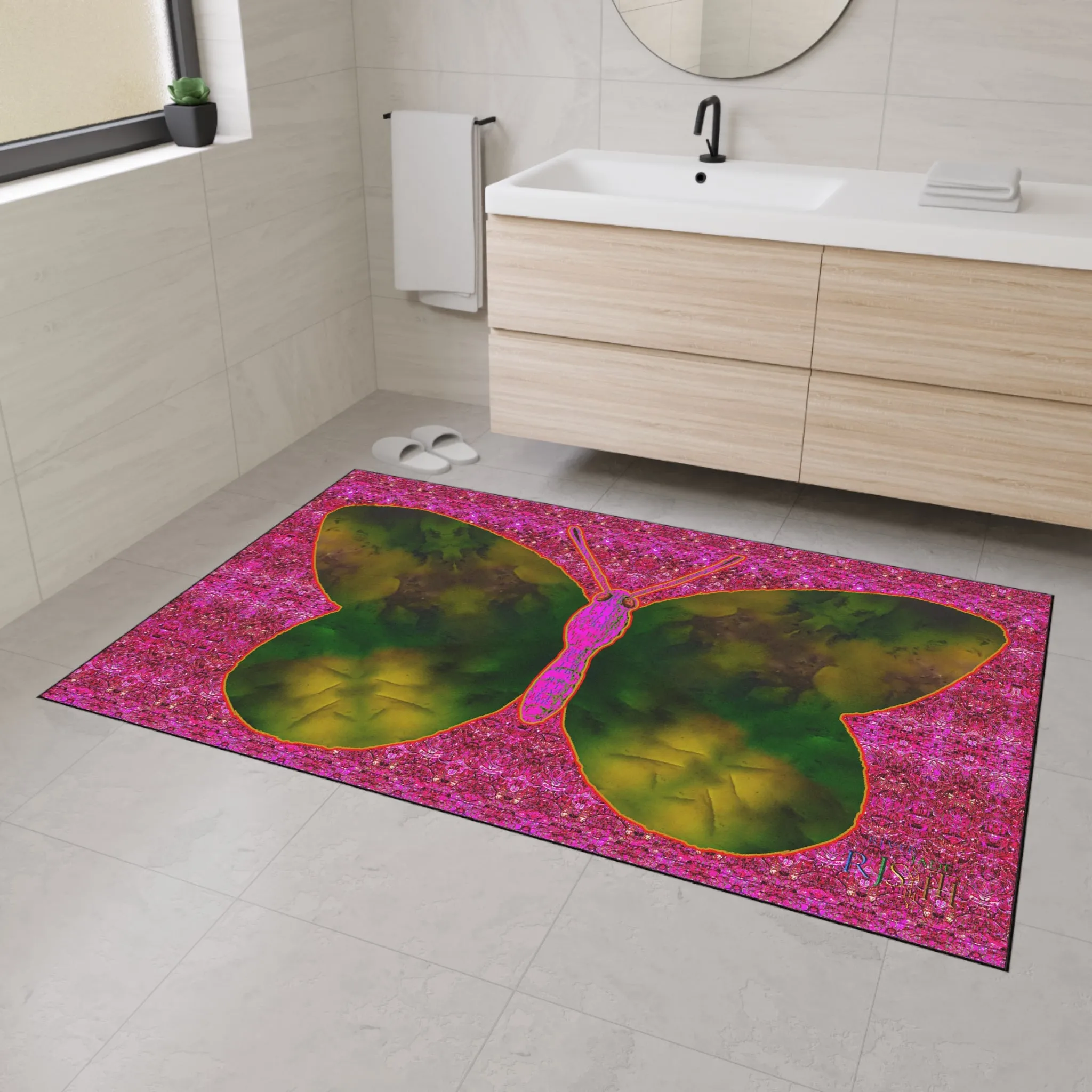 Heavy Duty Floor Mat (Butterfly Glade Denizen & Samhain Dream Thaw 13 & Pink Logo@Alchemic) RJSTH@Fabric#7_11 of 14 RJSTHw2025 RJS