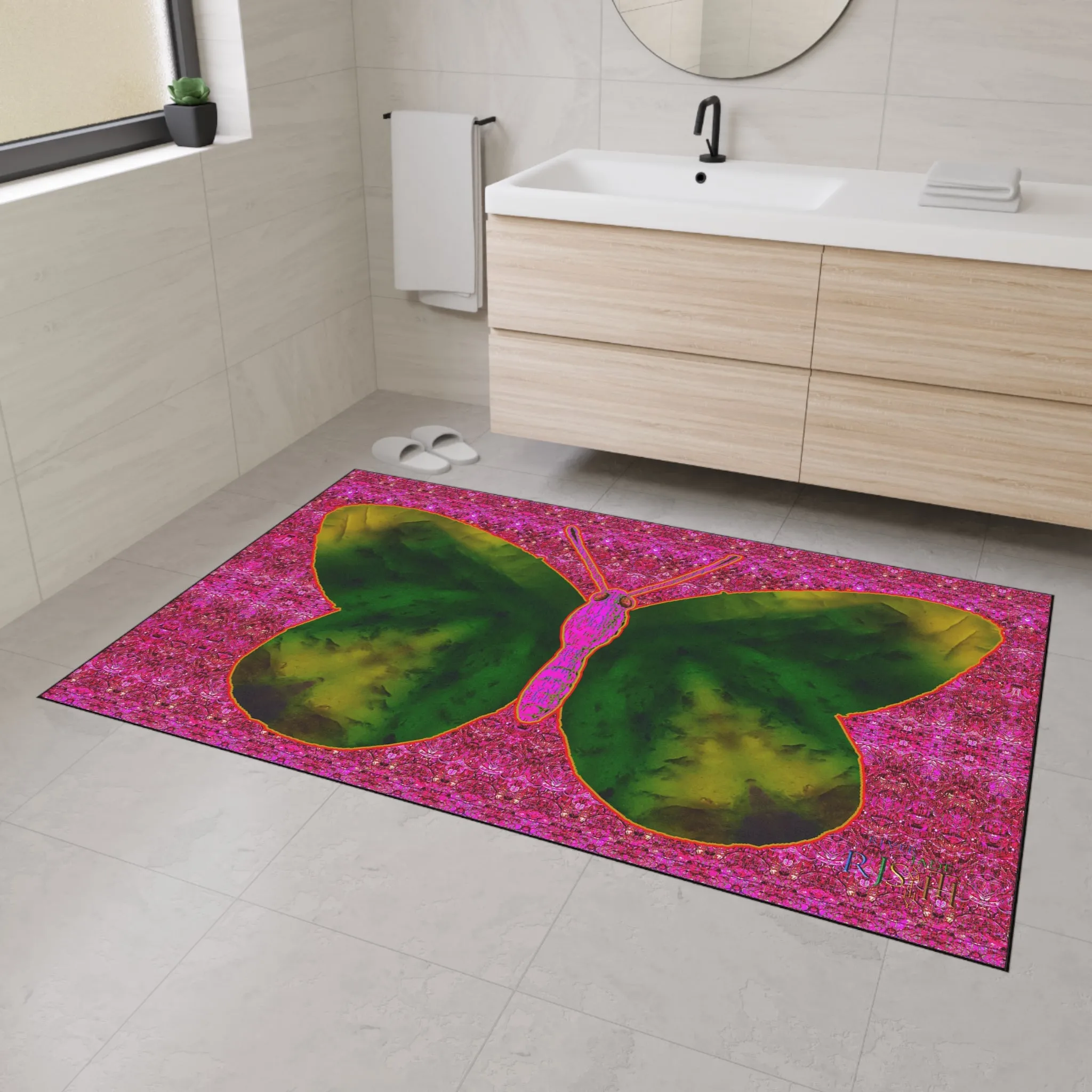 Heavy Duty Floor Mat (Butterfly Glade Denizen & Samhain Dream Thaw 13 & Pink Logo@Alchemic) RJSTH@Fabric#7_12 of 14 RJSTHw2025 RJS