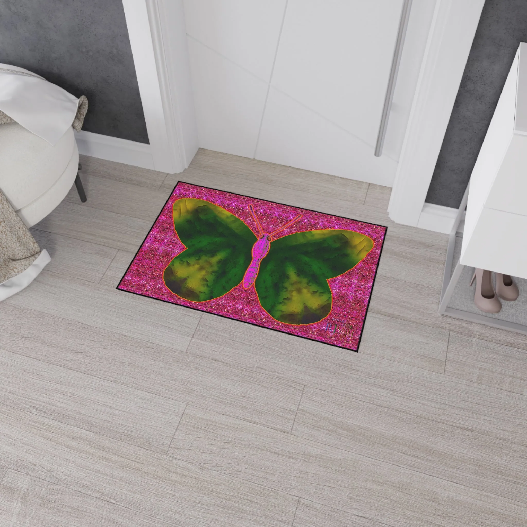 Heavy Duty Floor Mat (Butterfly Glade Denizen & Samhain Dream Thaw 13 & Pink Logo@Alchemic) RJSTH@Fabric#7_12 of 14 RJSTHw2025 RJS