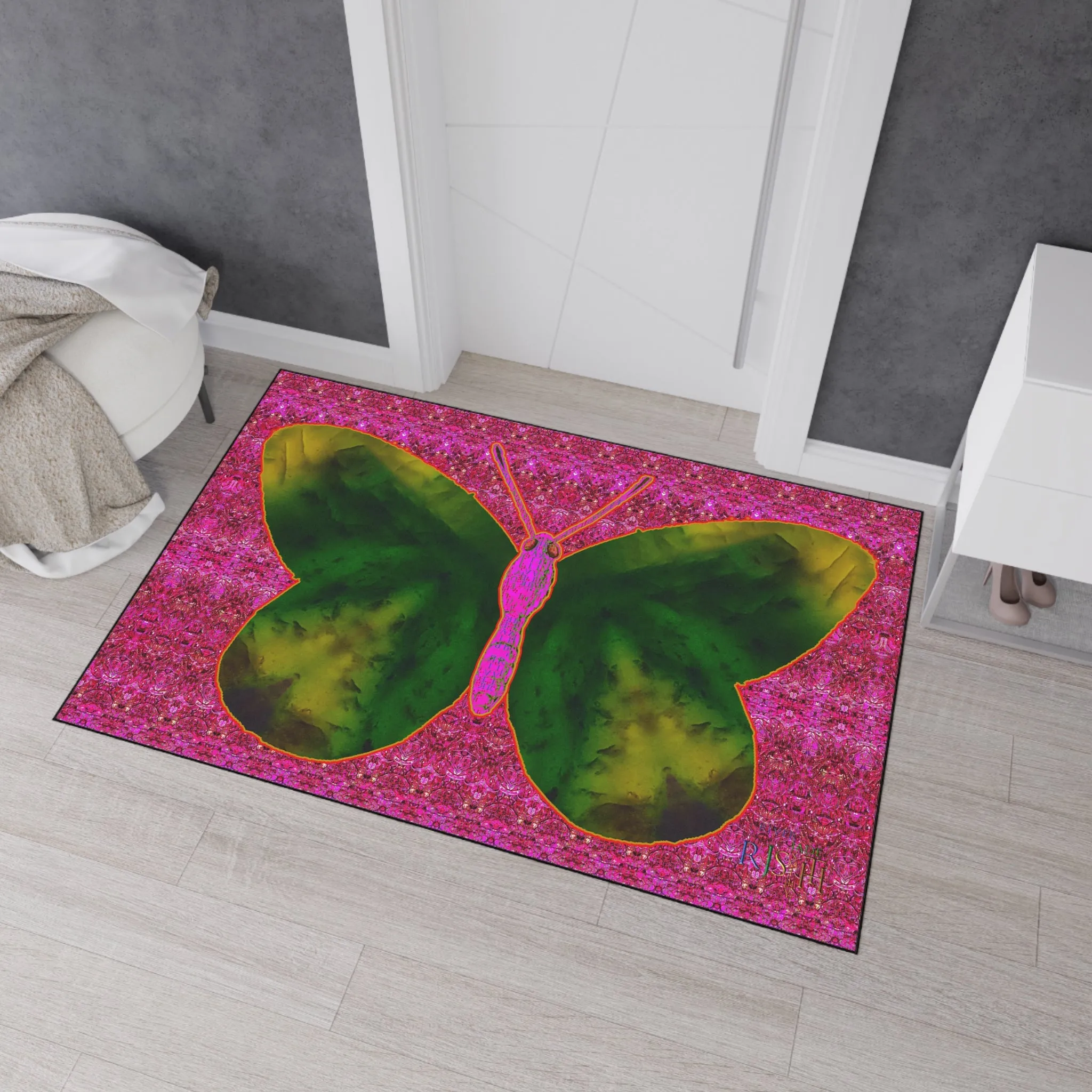 Heavy Duty Floor Mat (Butterfly Glade Denizen & Samhain Dream Thaw 13 & Pink Logo@Alchemic) RJSTH@Fabric#7_12 of 14 RJSTHw2025 RJS