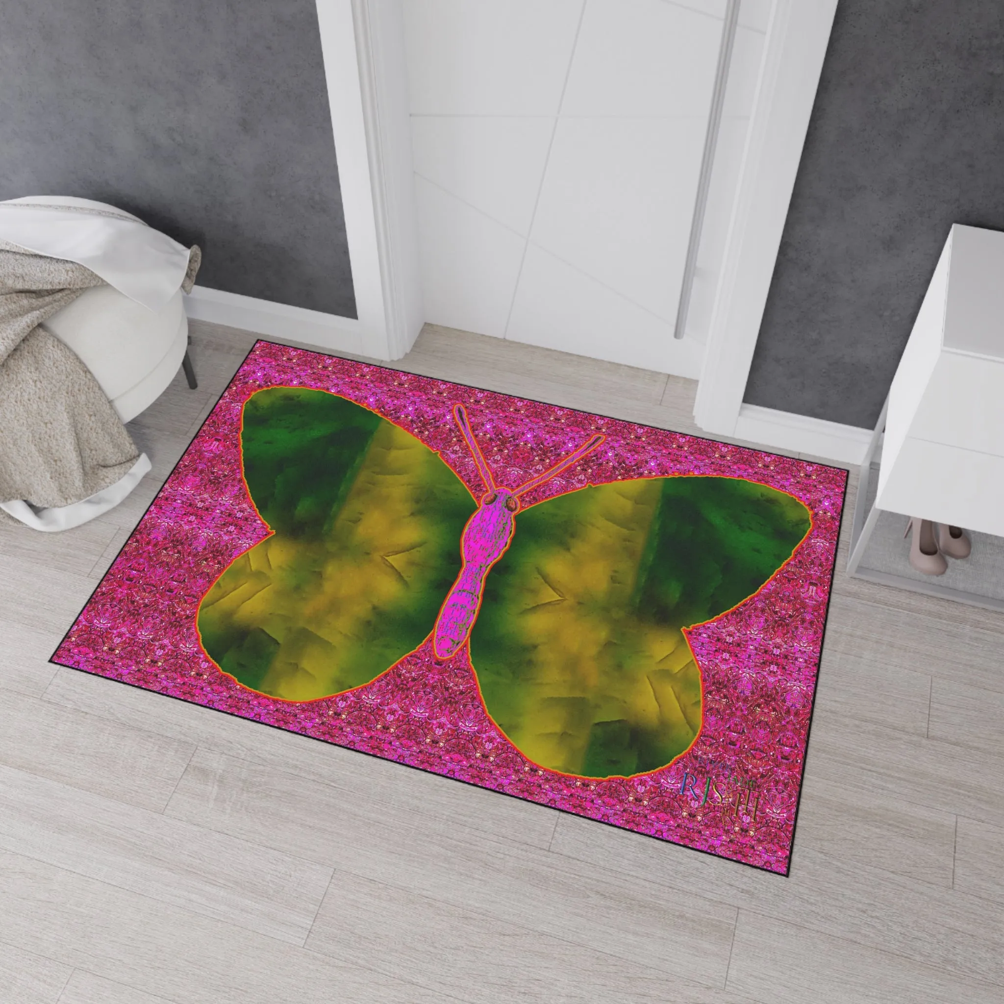 Heavy Duty Floor Mat (Butterfly Glade Denizen & Samhain Dream Thaw 13 & Pink Logo@Alchemic) RJSTH@Fabric#7_14 of 14 RJSTHw2025 RJS
