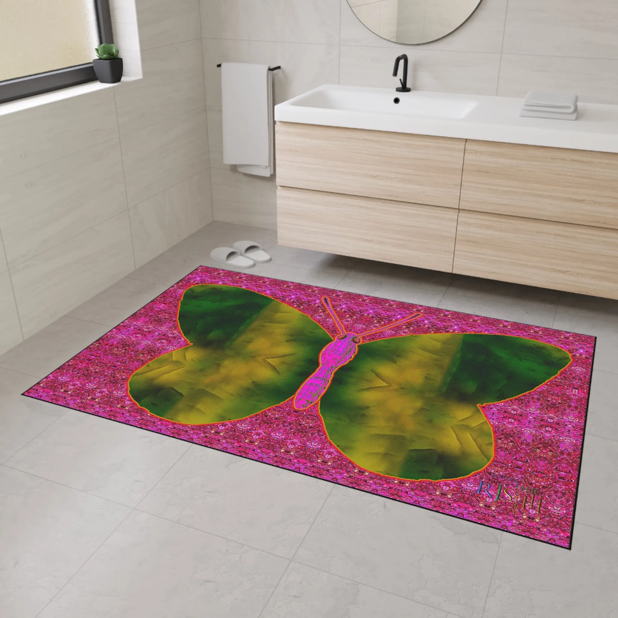 Heavy Duty Floor Mat (Butterfly Glade Denizen & Samhain Dream Thaw 13 & Pink Logo@Alchemic) RJSTH@Fabric#7_14 of 14 RJSTHw2025 RJS