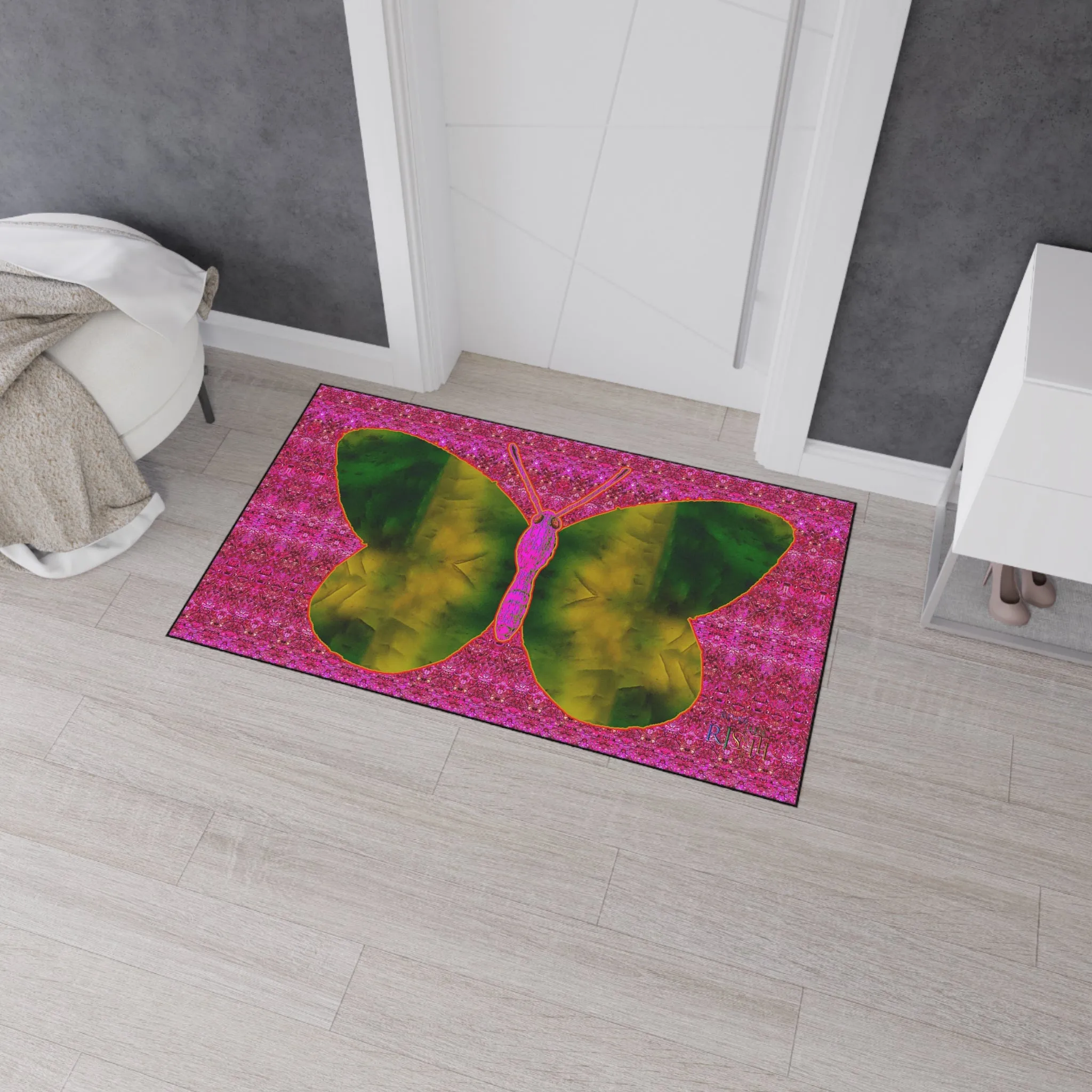 Heavy Duty Floor Mat (Butterfly Glade Denizen & Samhain Dream Thaw 13 & Pink Logo@Alchemic) RJSTH@Fabric#7_14 of 14 RJSTHw2025 RJS
