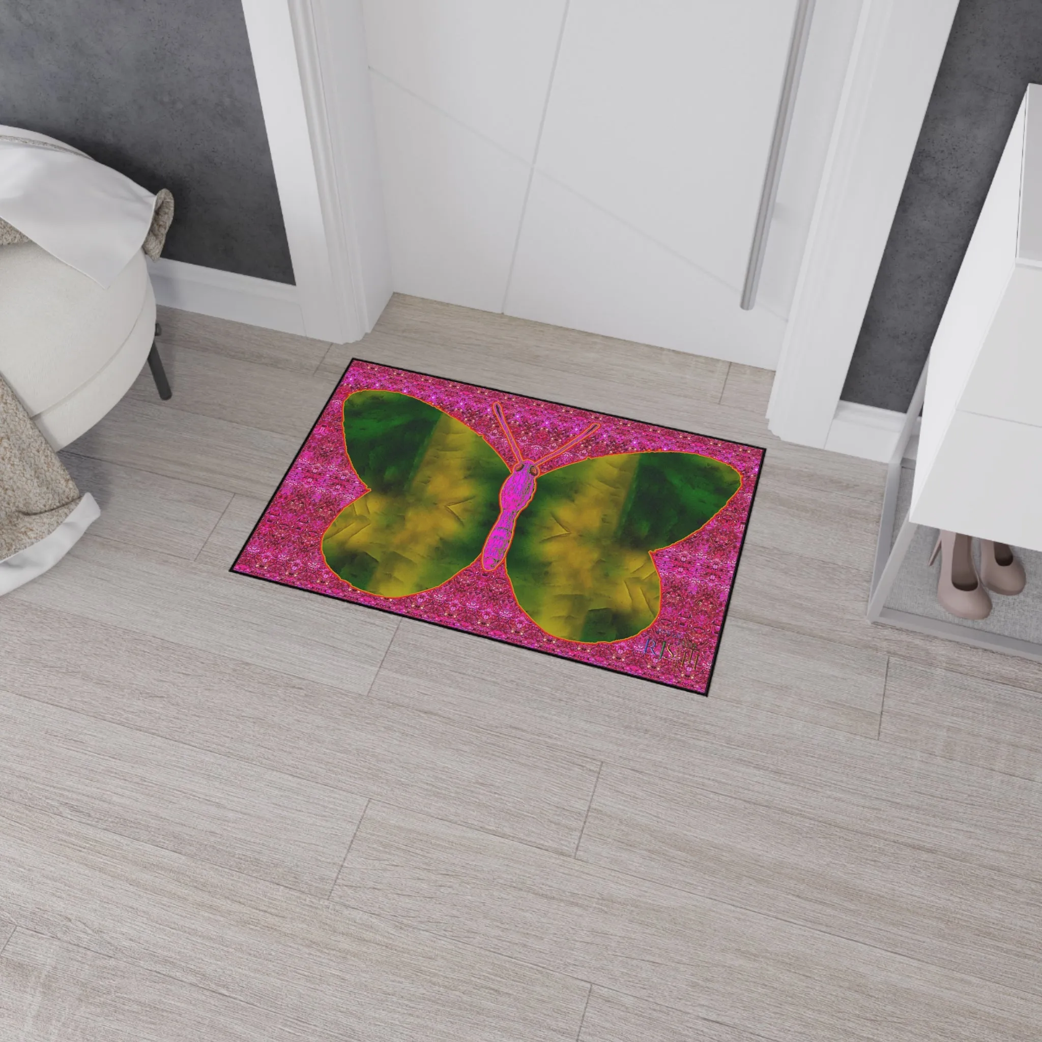 Heavy Duty Floor Mat (Butterfly Glade Denizen & Samhain Dream Thaw 13 & Pink Logo@Alchemic) RJSTH@Fabric#7_14 of 14 RJSTHw2025 RJS