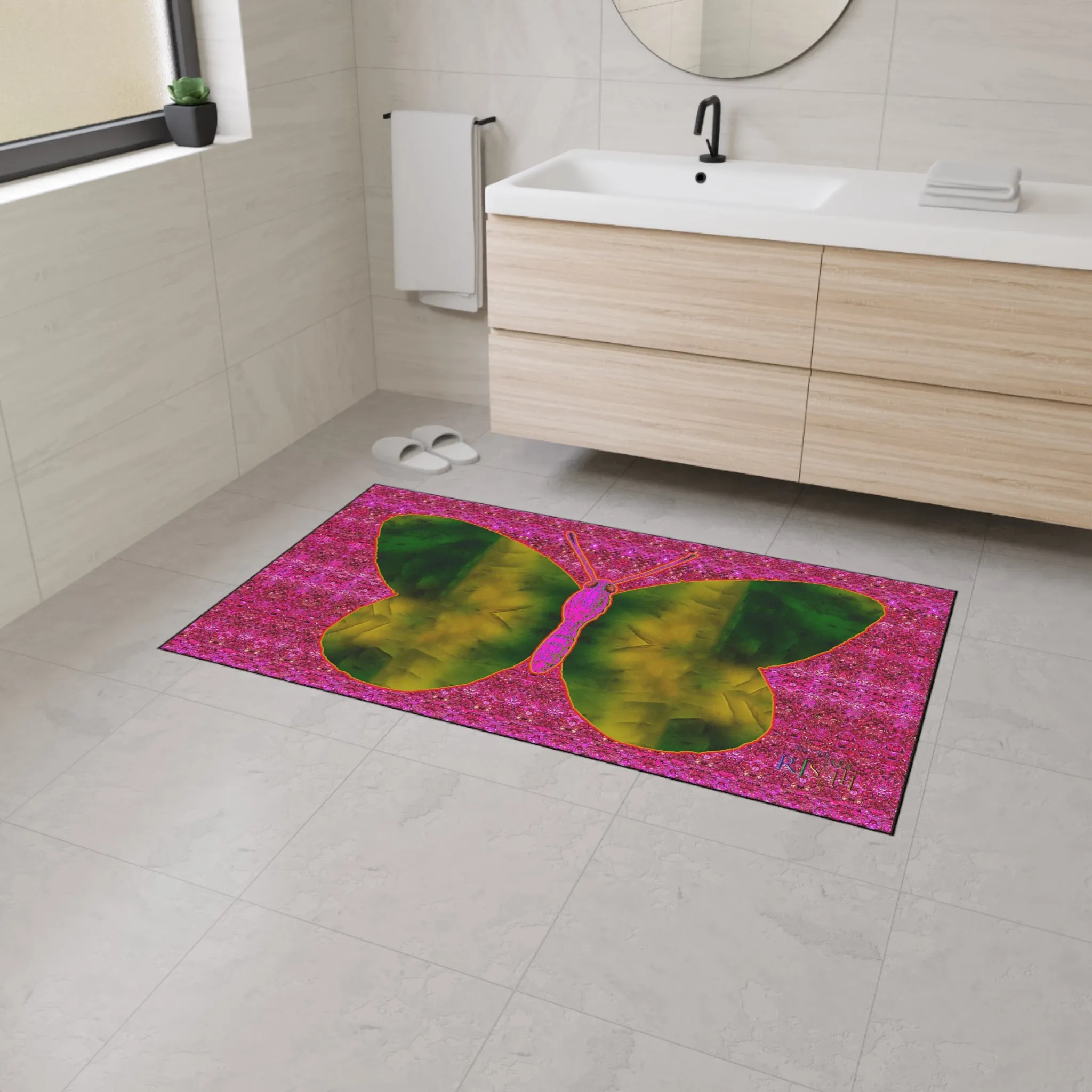 Heavy Duty Floor Mat (Butterfly Glade Denizen & Samhain Dream Thaw 13 & Pink Logo@Alchemic) RJSTH@Fabric#7_14 of 14 RJSTHw2025 RJS
