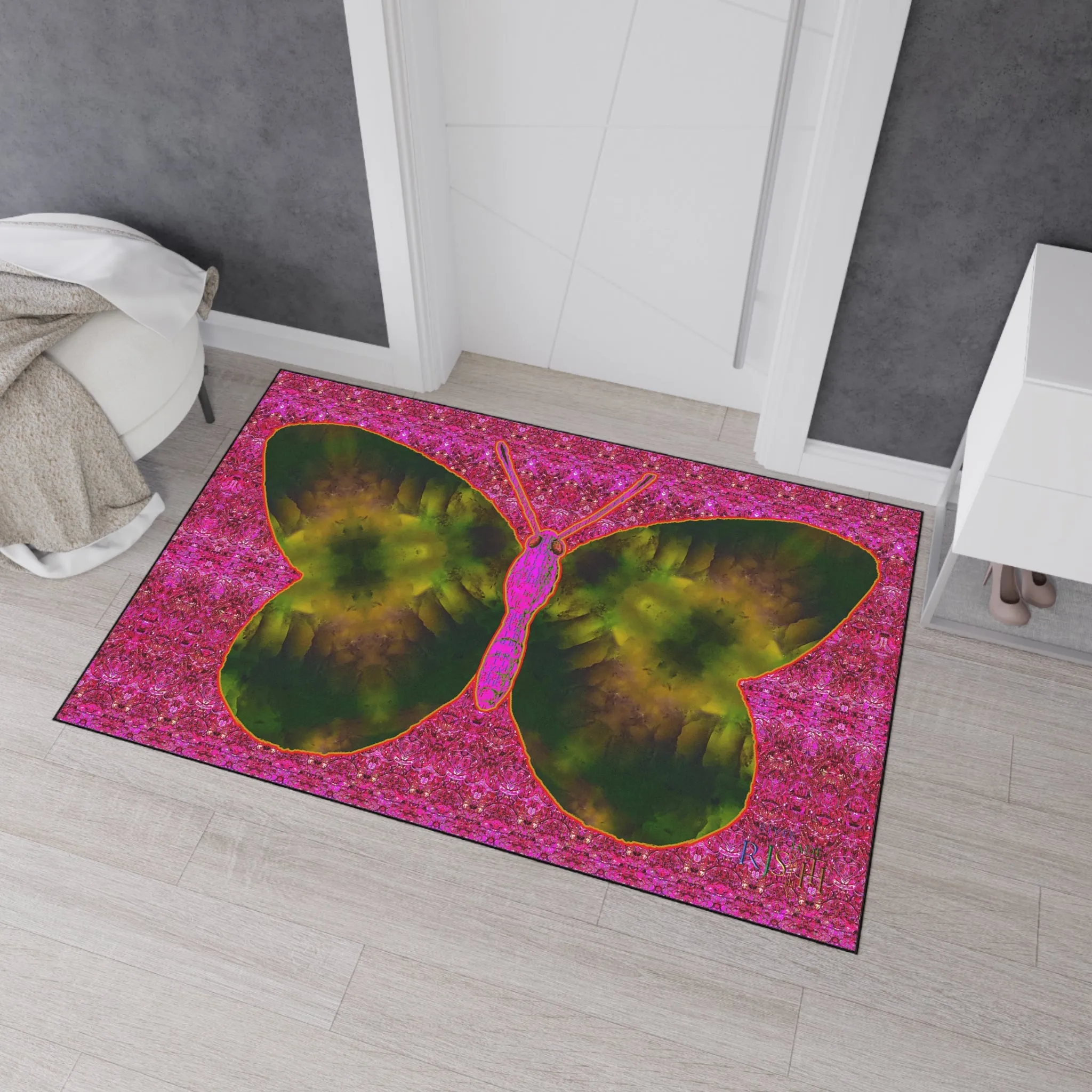 Heavy Duty Floor Mat (Butterfly Glade Denizen & Samhain Dream Thaw 13 & Pink Logo@Alchemic) RJSTH@Fabric#7_4 of 14 RJSTHw2025 RJS
