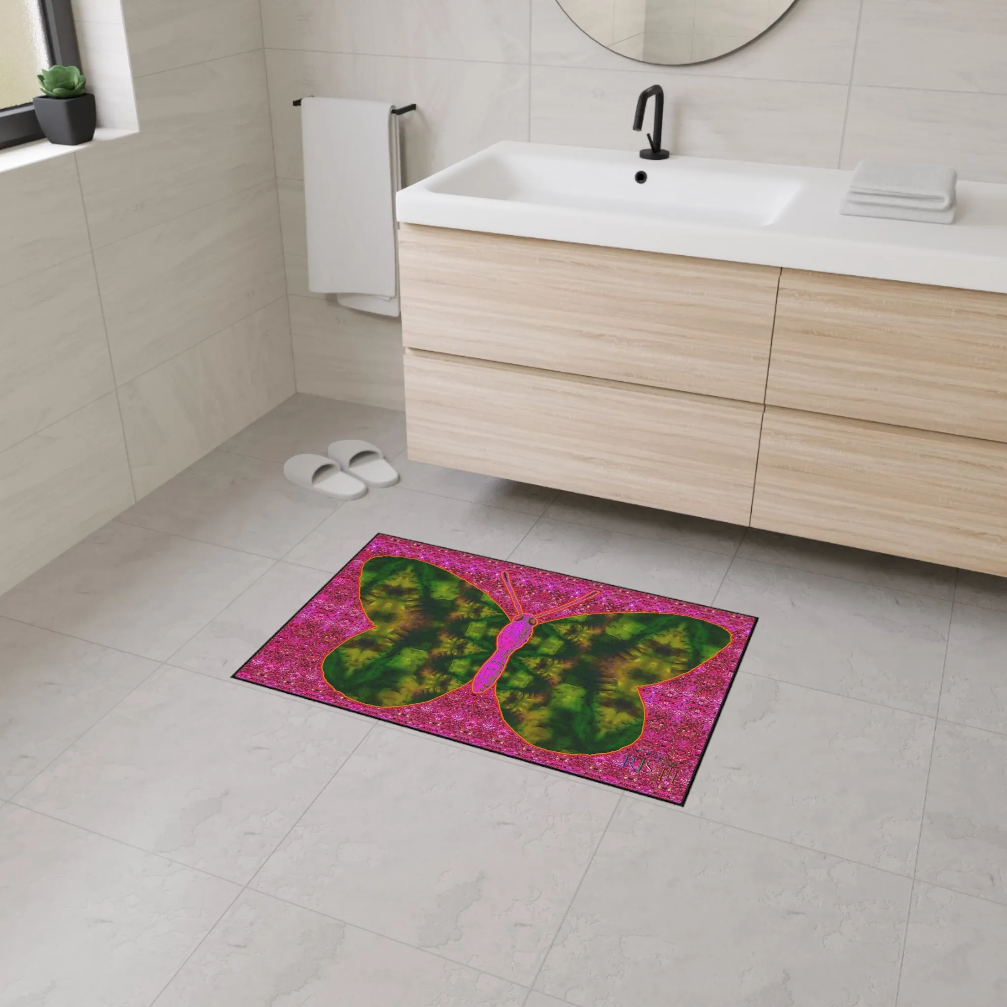 Heavy Duty Floor Mat (Butterfly Glade Denizen & Samhain Dream Thaw 13 & Pink Logo@Alchemic) RJSTH@Fabric#7_6 of 14 RJSTHw2025 RJS
