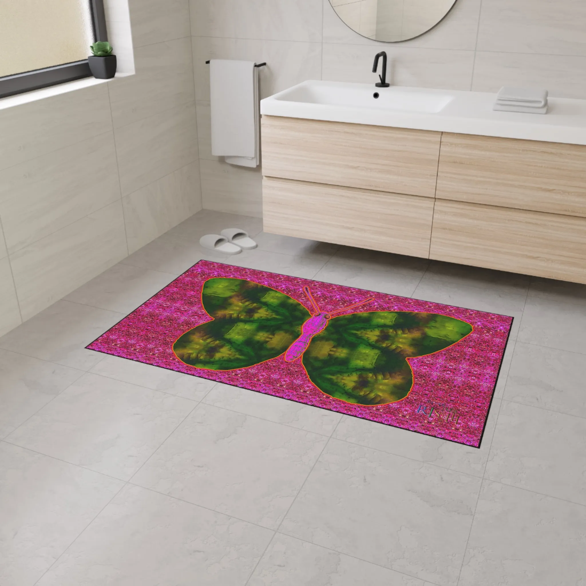 Heavy Duty Floor Mat (Butterfly Glade Denizen & Samhain Dream Thaw 13 & Pink Logo@Alchemic) RJSTH@Fabric#7_8 of 14 RJSTHw2025 RJS