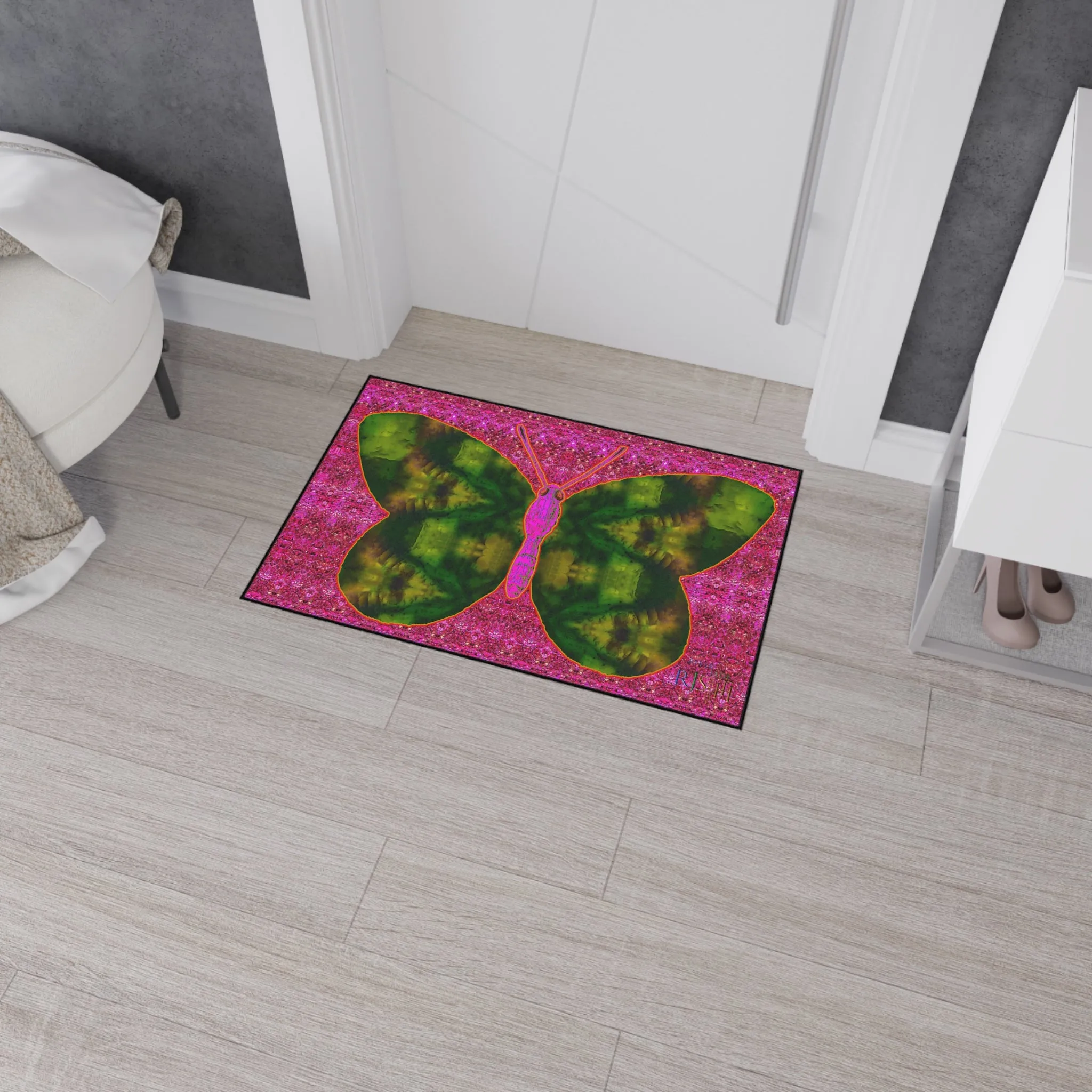 Heavy Duty Floor Mat (Butterfly Glade Denizen & Samhain Dream Thaw 13 & Pink Logo@Alchemic) RJSTH@Fabric#7_8 of 14 RJSTHw2025 RJS