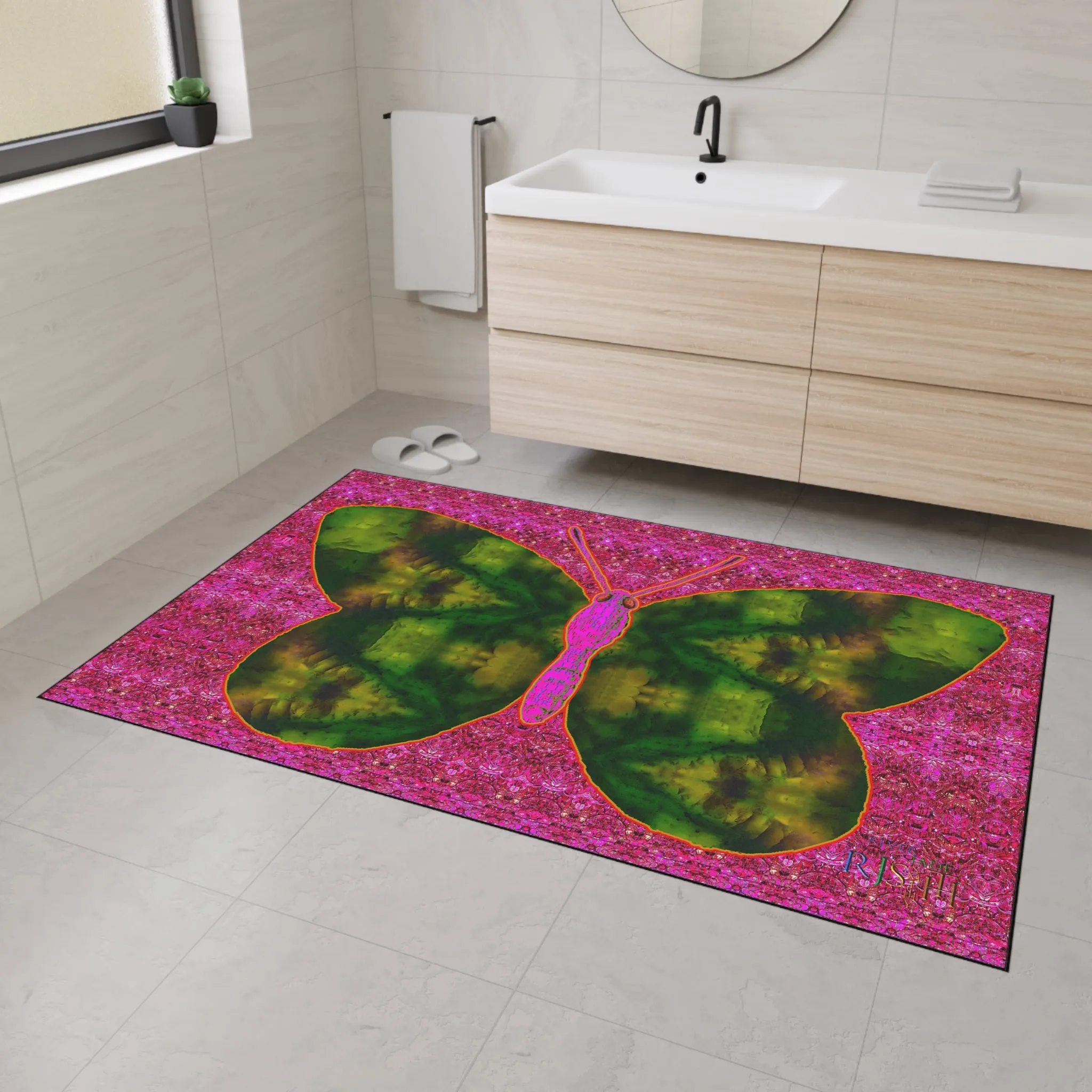 Heavy Duty Floor Mat (Butterfly Glade Denizen & Samhain Dream Thaw 13 & Pink Logo@Alchemic) RJSTH@Fabric#7_8 of 14 RJSTHw2025 RJS