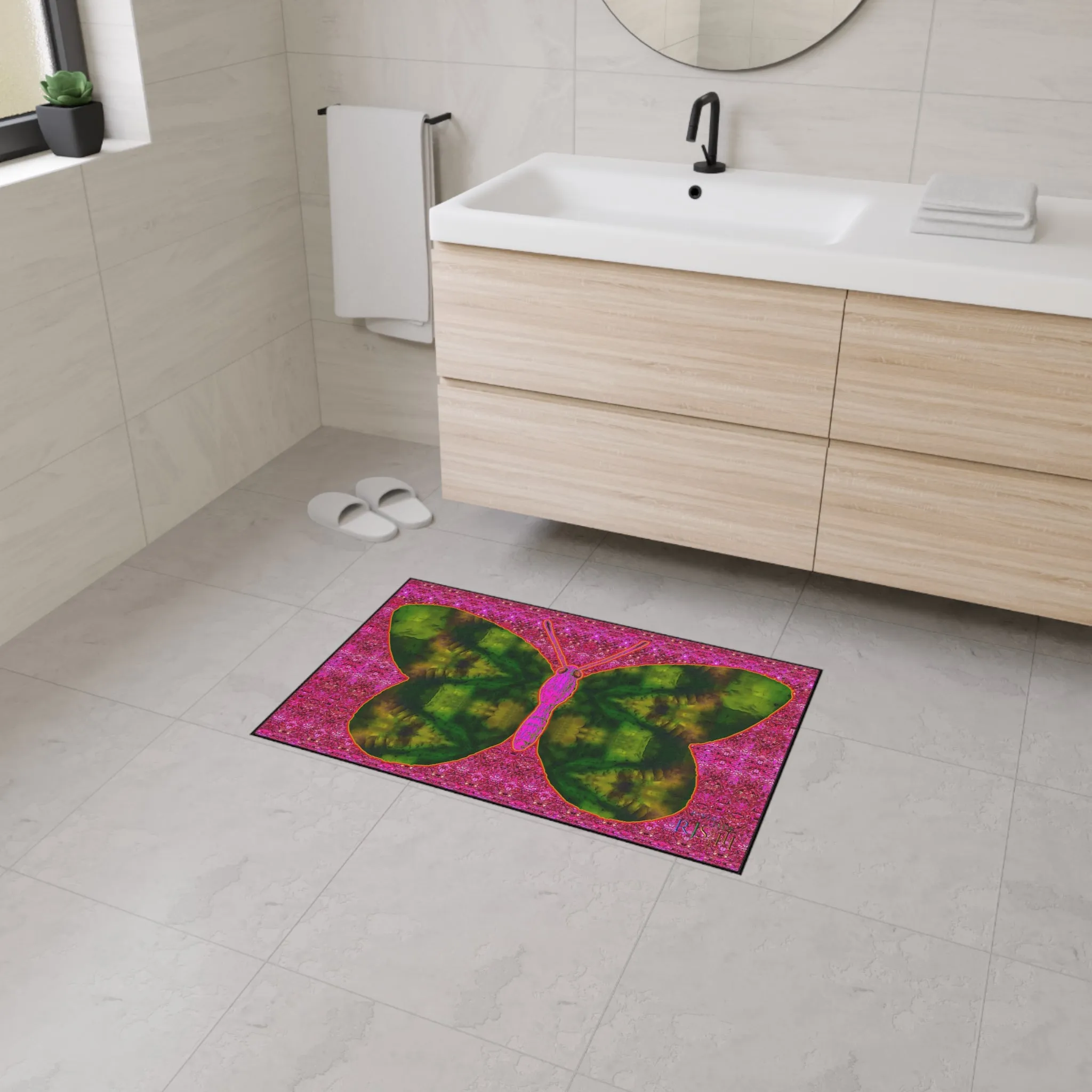 Heavy Duty Floor Mat (Butterfly Glade Denizen & Samhain Dream Thaw 13 & Pink Logo@Alchemic) RJSTH@Fabric#7_8 of 14 RJSTHw2025 RJS