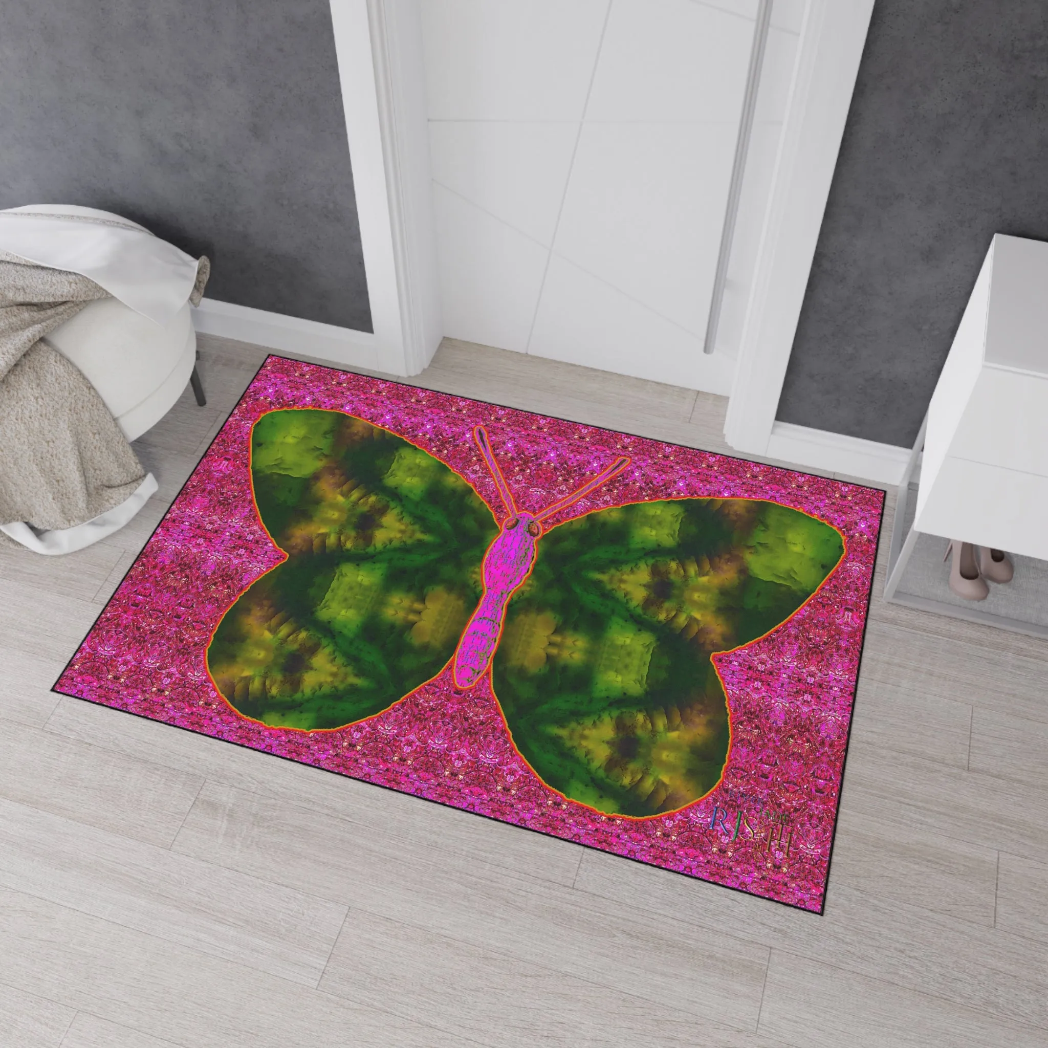 Heavy Duty Floor Mat (Butterfly Glade Denizen & Samhain Dream Thaw 13 & Pink Logo@Alchemic) RJSTH@Fabric#7_8 of 14 RJSTHw2025 RJS