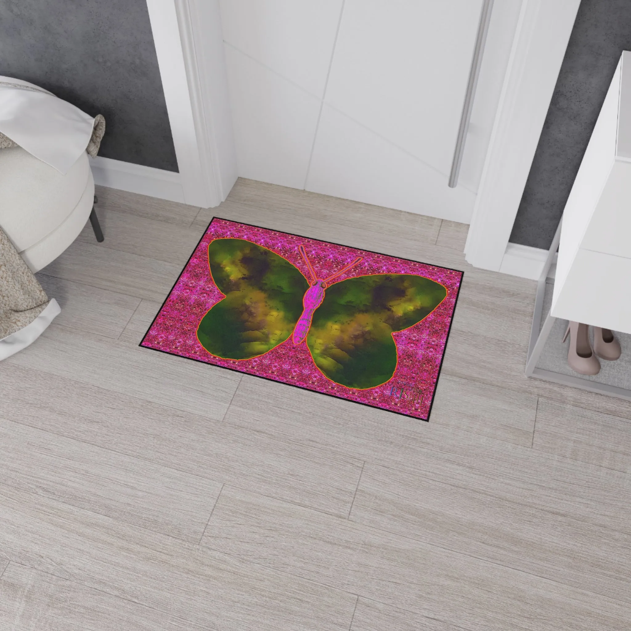 Heavy Duty Floor Mat (Butterfly Glade Denizen & Samhain Dream Thaw 13 & Pink Logo@Alchemic) RJSTH@Fabric#7_9 of 14 RJSTHw2025 RJS