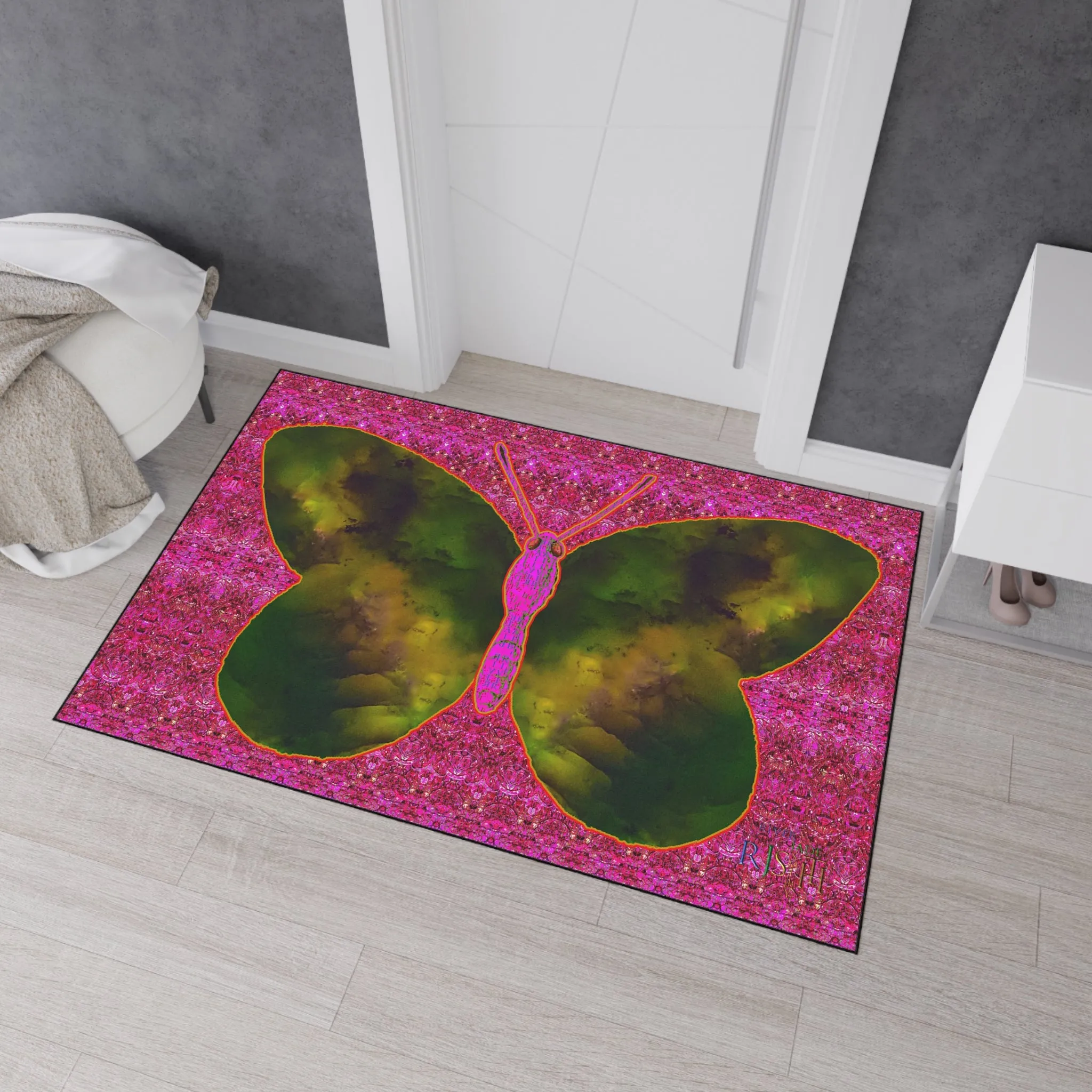 Heavy Duty Floor Mat (Butterfly Glade Denizen & Samhain Dream Thaw 13 & Pink Logo@Alchemic) RJSTH@Fabric#7_9 of 14 RJSTHw2025 RJS