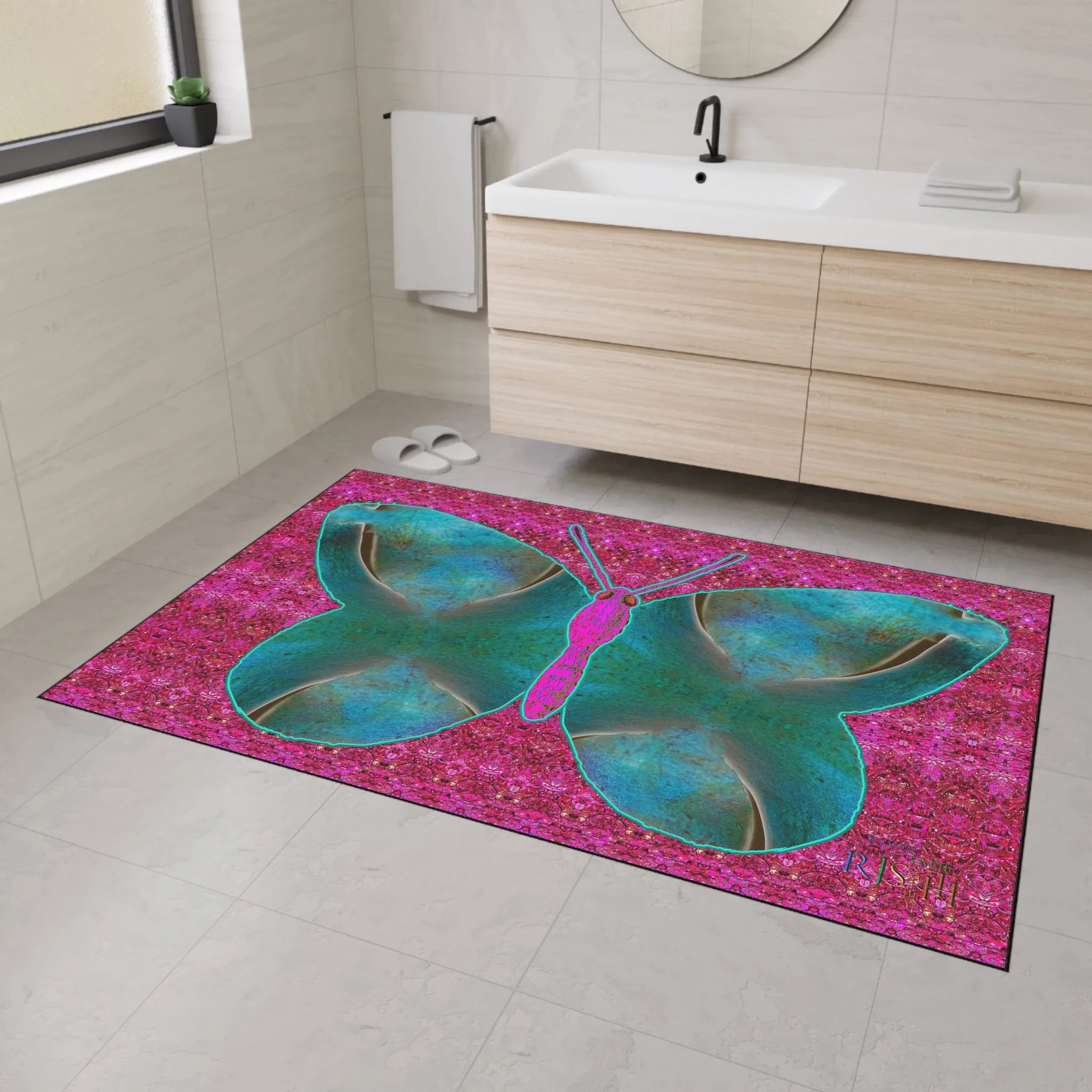 Heavy Duty Floor Mat (Butterfly Glade Denizen & Samhain Dream Thaw 13 & Pink Logo@Alchemic) RJSTH@Fabric#8_1 of 16 RJSTHw2025 RJS