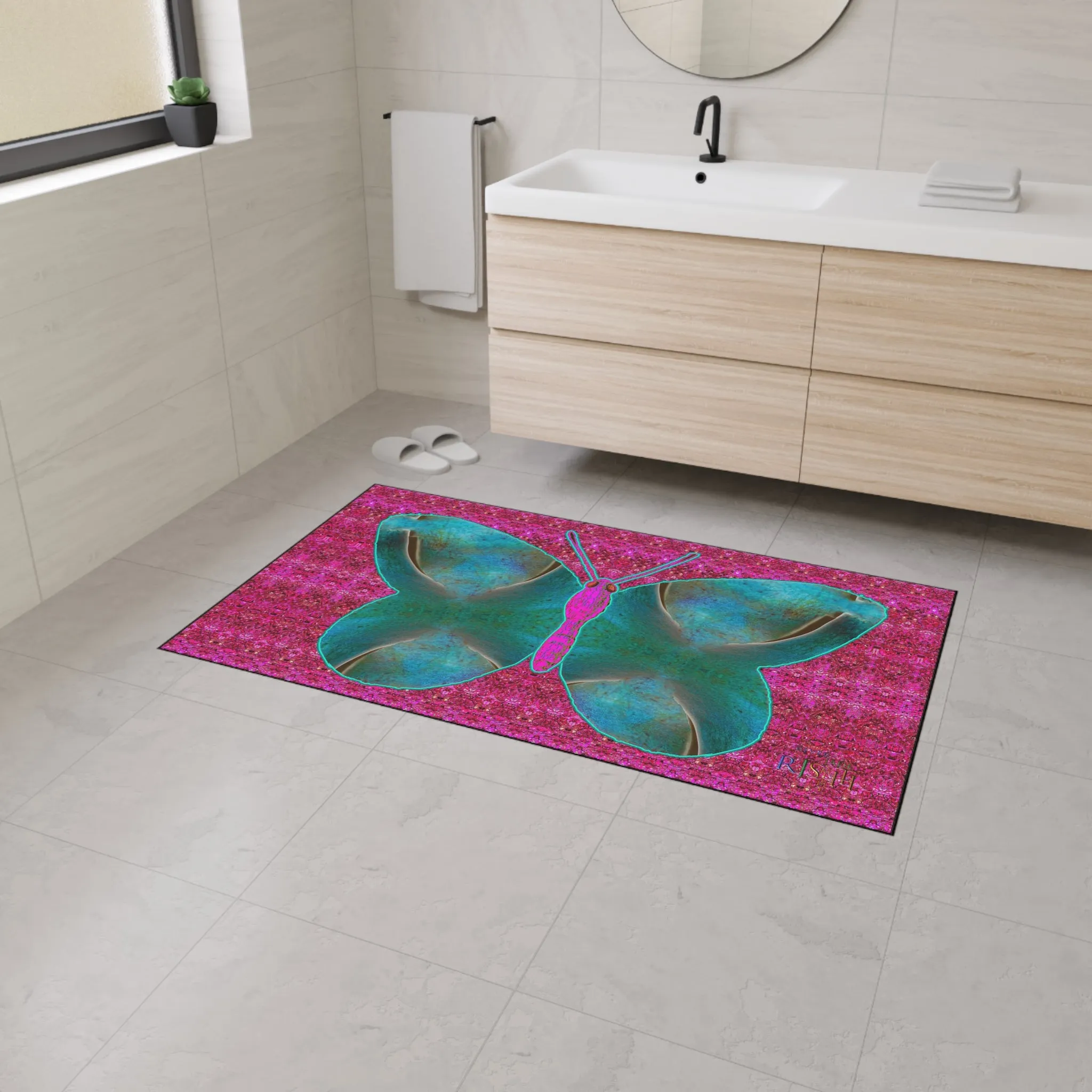 Heavy Duty Floor Mat (Butterfly Glade Denizen & Samhain Dream Thaw 13 & Pink Logo@Alchemic) RJSTH@Fabric#8_1 of 16 RJSTHw2025 RJS