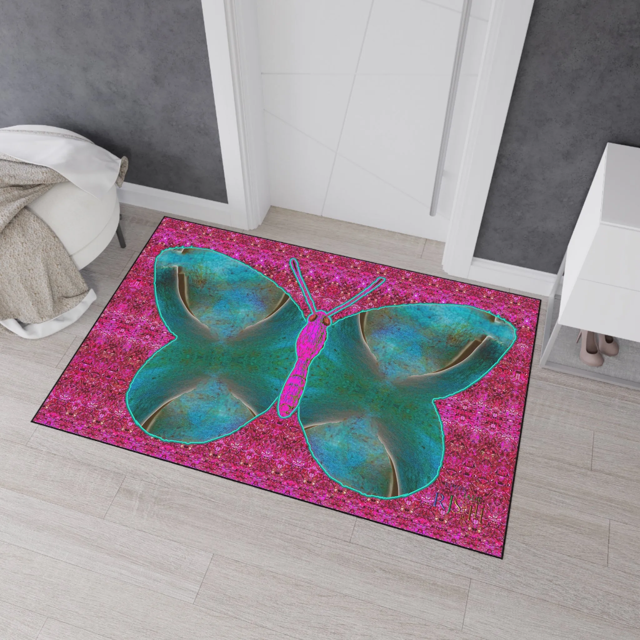 Heavy Duty Floor Mat (Butterfly Glade Denizen & Samhain Dream Thaw 13 & Pink Logo@Alchemic) RJSTH@Fabric#8_1 of 16 RJSTHw2025 RJS