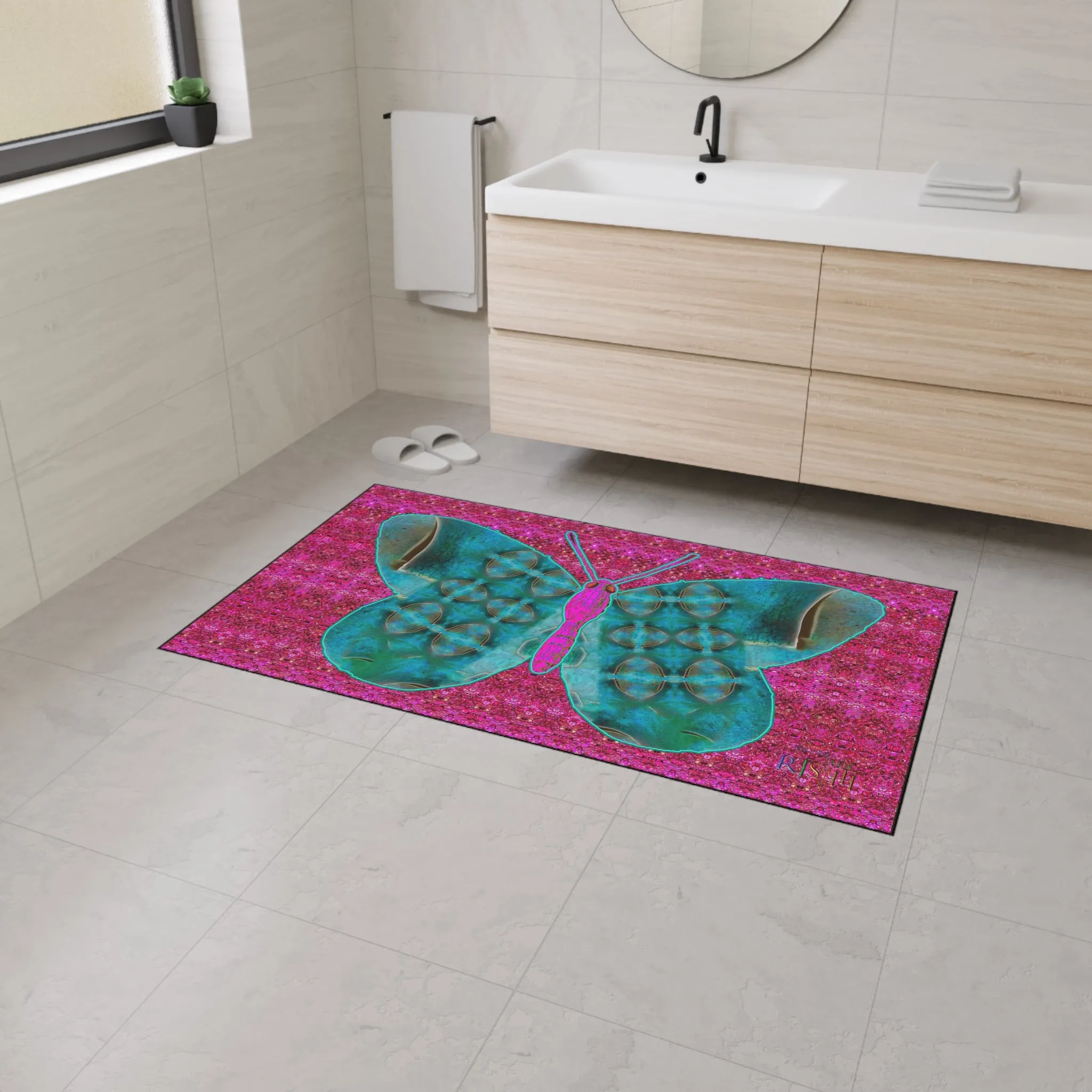 Heavy Duty Floor Mat (Butterfly Glade Denizen & Samhain Dream Thaw 13 & Pink Logo@Alchemic) RJSTH@Fabric#8_10 of 16 RJSTHw2025 RJS