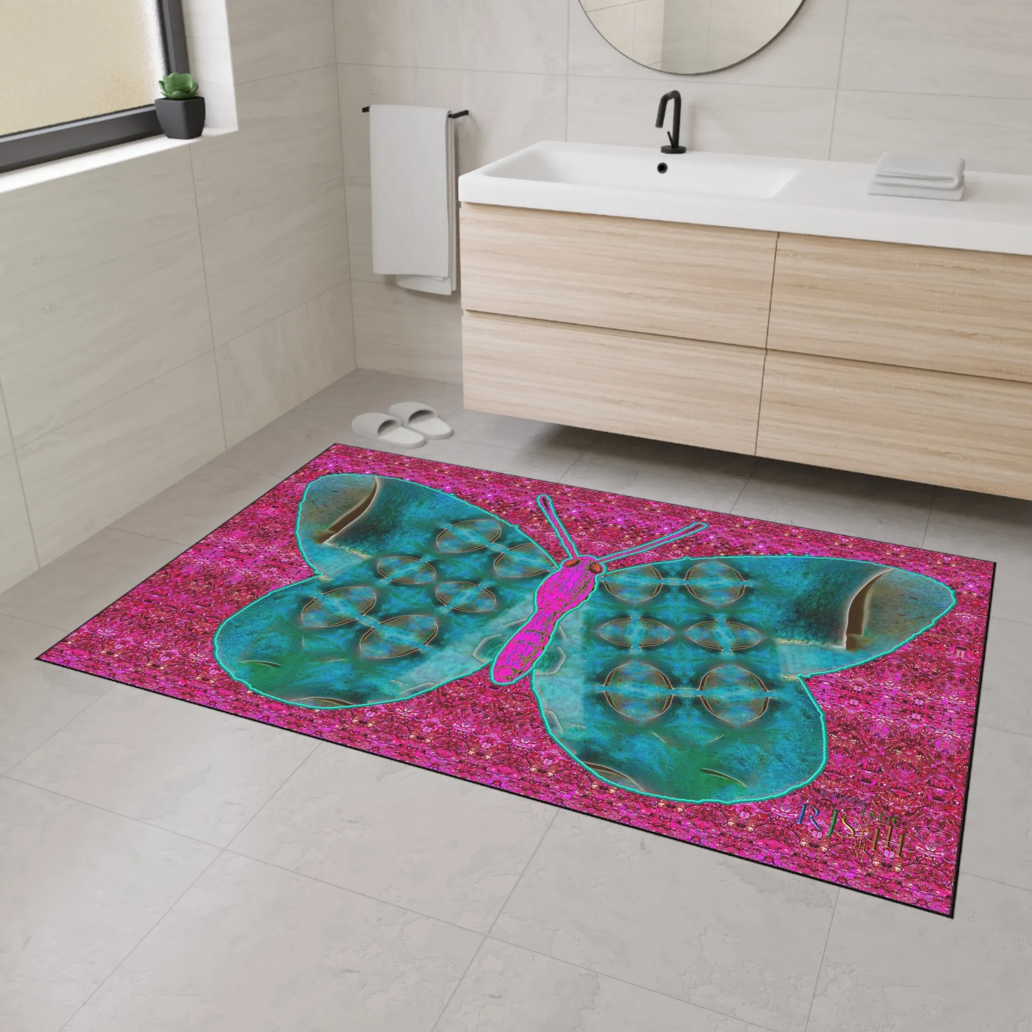 Heavy Duty Floor Mat (Butterfly Glade Denizen & Samhain Dream Thaw 13 & Pink Logo@Alchemic) RJSTH@Fabric#8_10 of 16 RJSTHw2025 RJS