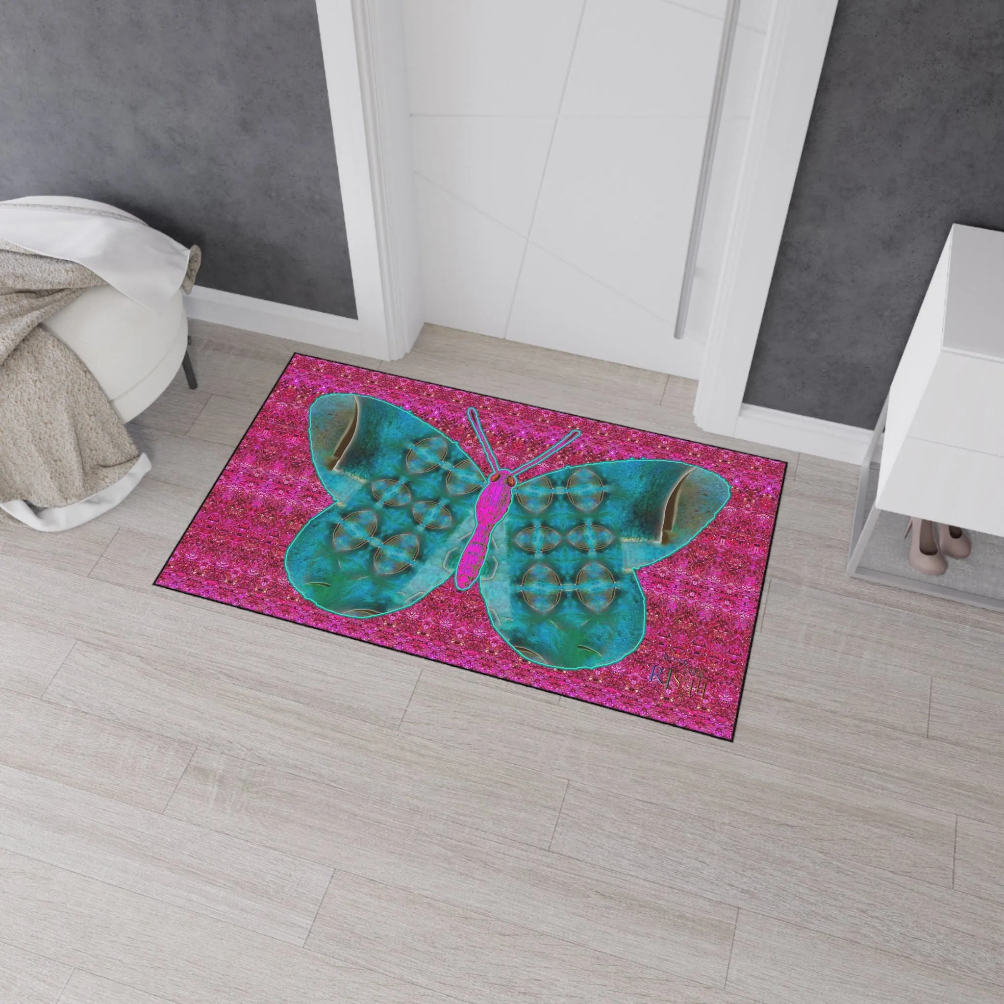 Heavy Duty Floor Mat (Butterfly Glade Denizen & Samhain Dream Thaw 13 & Pink Logo@Alchemic) RJSTH@Fabric#8_10 of 16 RJSTHw2025 RJS