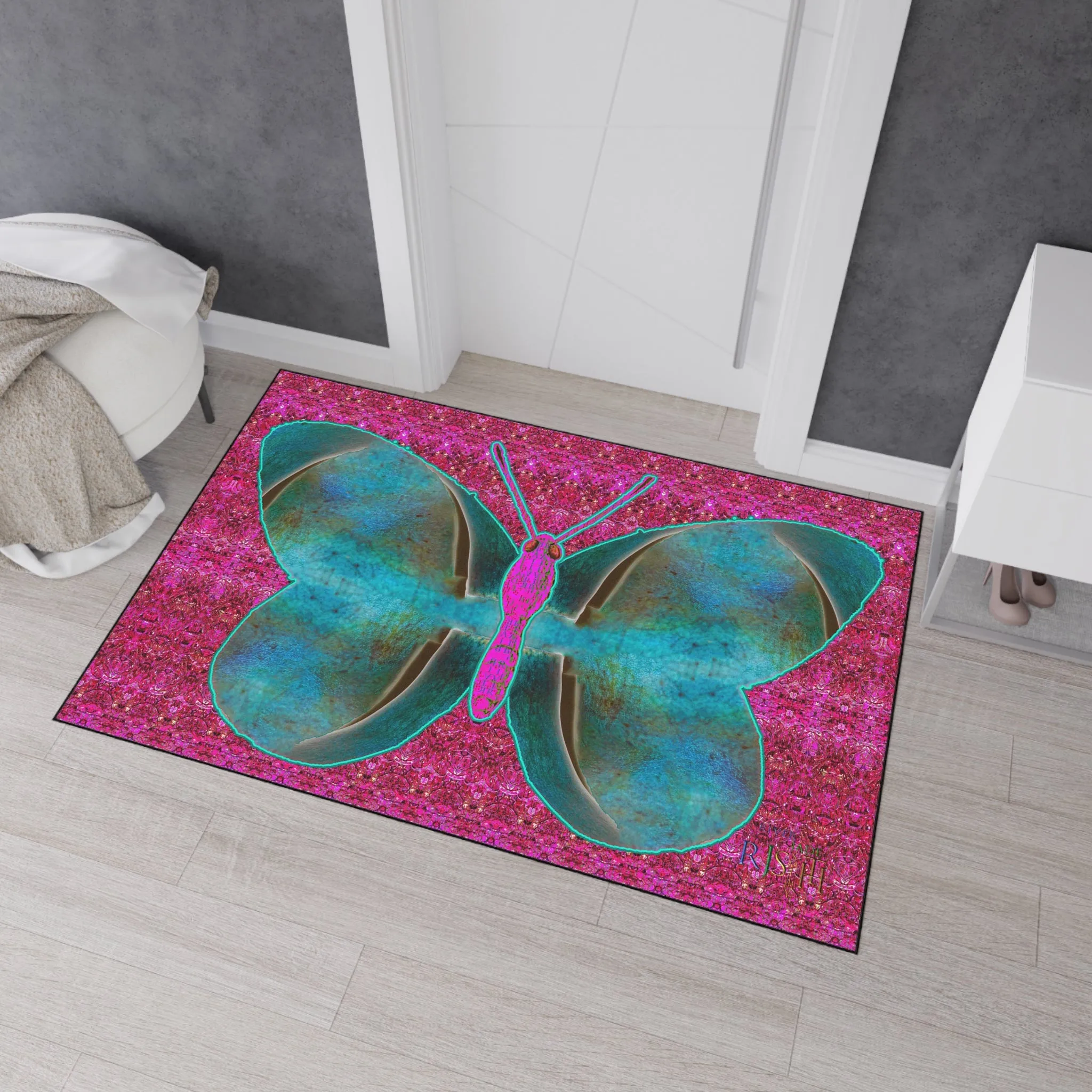 Heavy Duty Floor Mat (Butterfly Glade Denizen & Samhain Dream Thaw 13 & Pink Logo@Alchemic) RJSTH@Fabric#8_12 of 16 RJSTHw2025 RJS