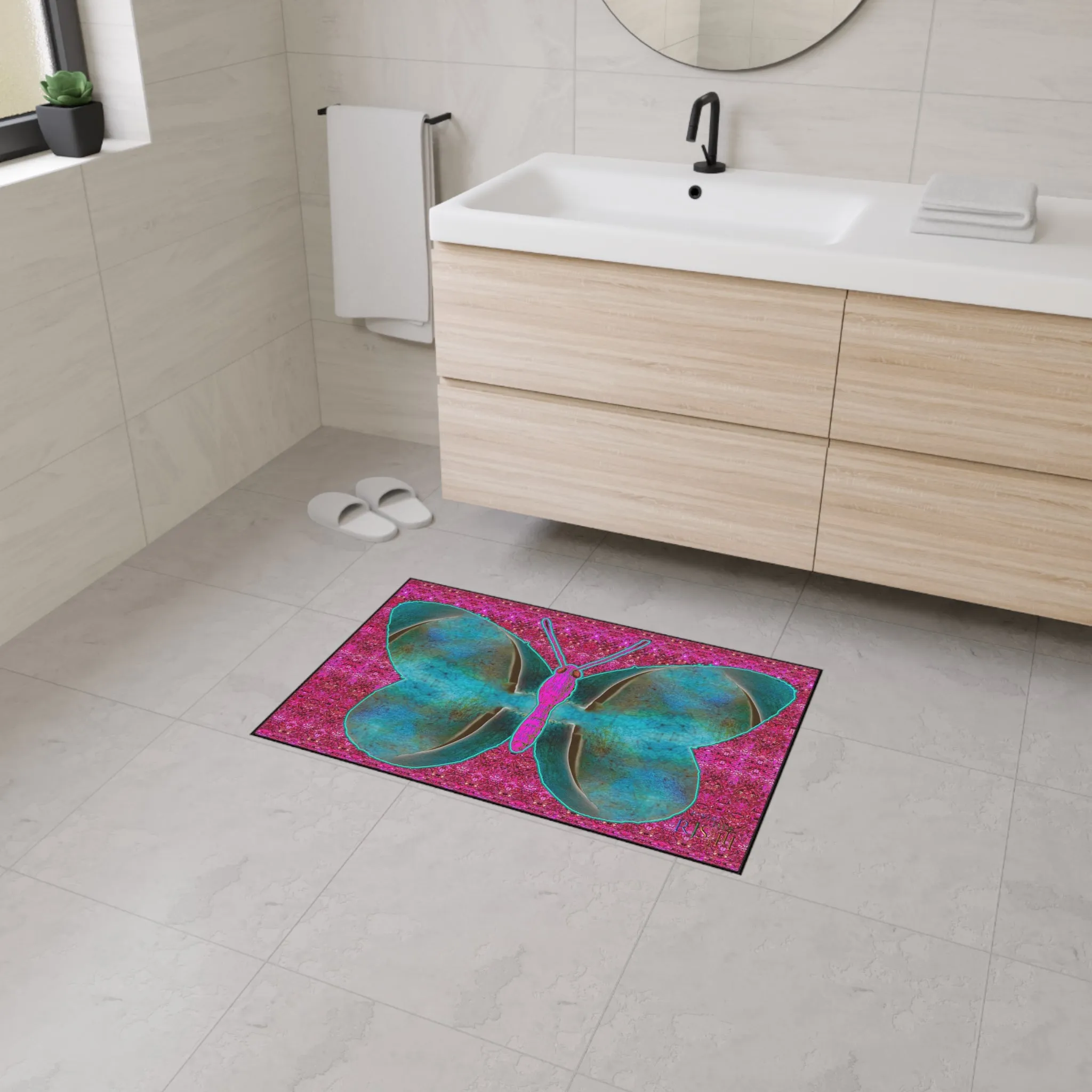 Heavy Duty Floor Mat (Butterfly Glade Denizen & Samhain Dream Thaw 13 & Pink Logo@Alchemic) RJSTH@Fabric#8_12 of 16 RJSTHw2025 RJS